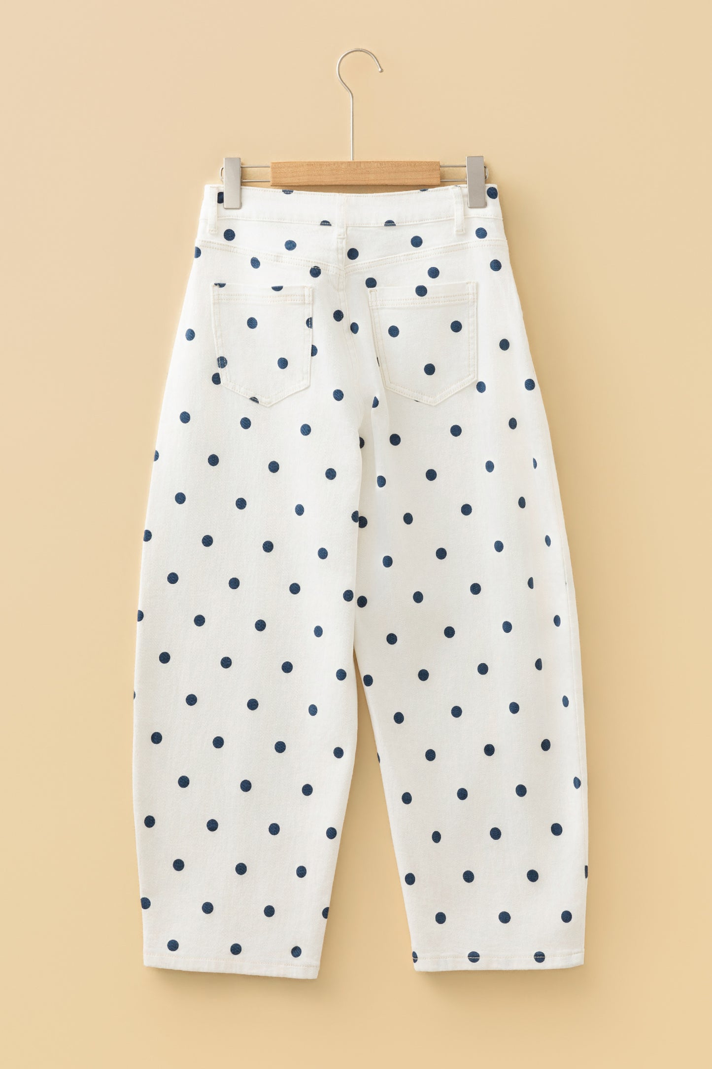 Brown Tailored Seam Polka Dot Print Barrel Casual Jeans