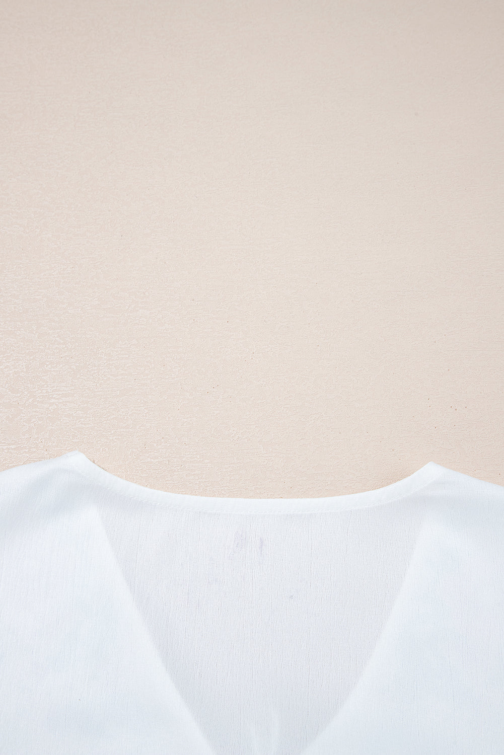 White Flower Lace-up V Neck Flowy Babydoll Blouse