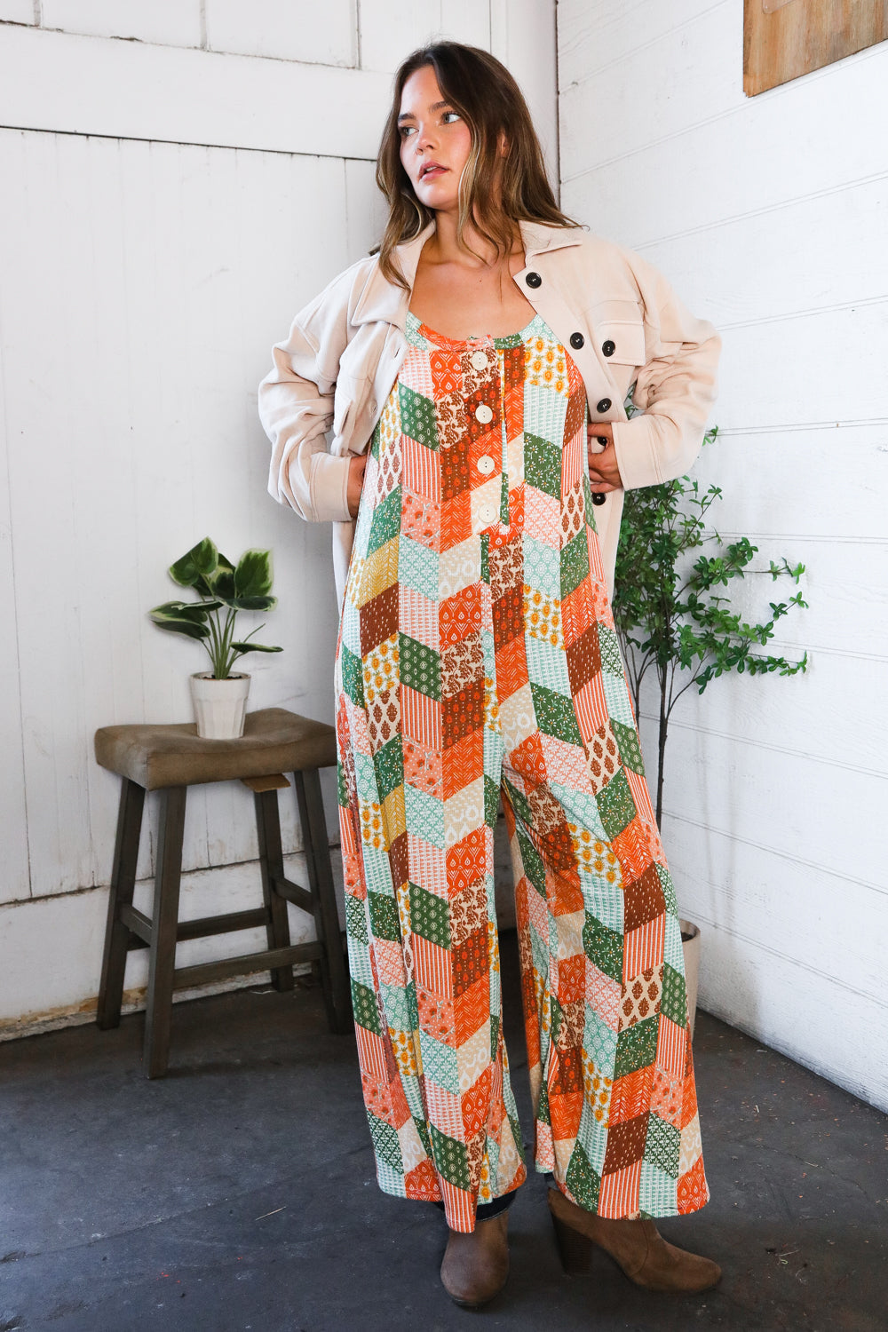Easy Does It Patchwork Wide Leg Jumper