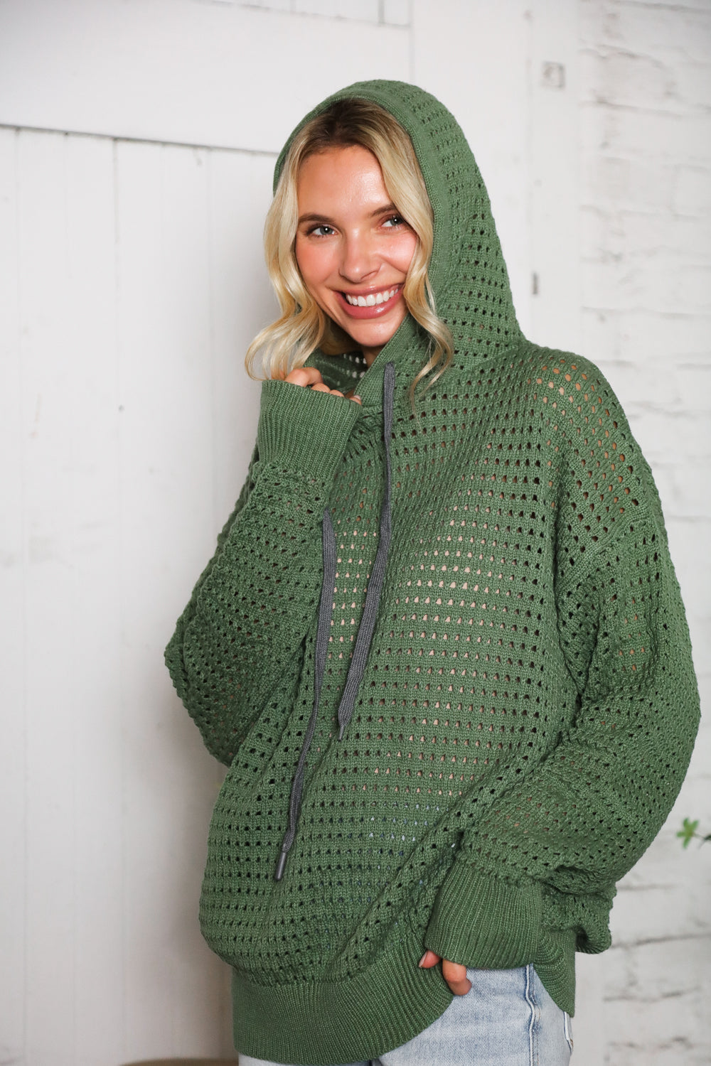 The Chill Knit Olive Pullover Hoodie
