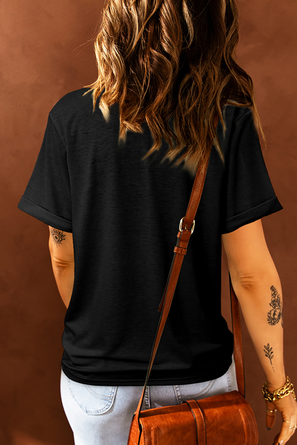 Black Sequin Bow Ghost Patched Halloween Graphic Tee