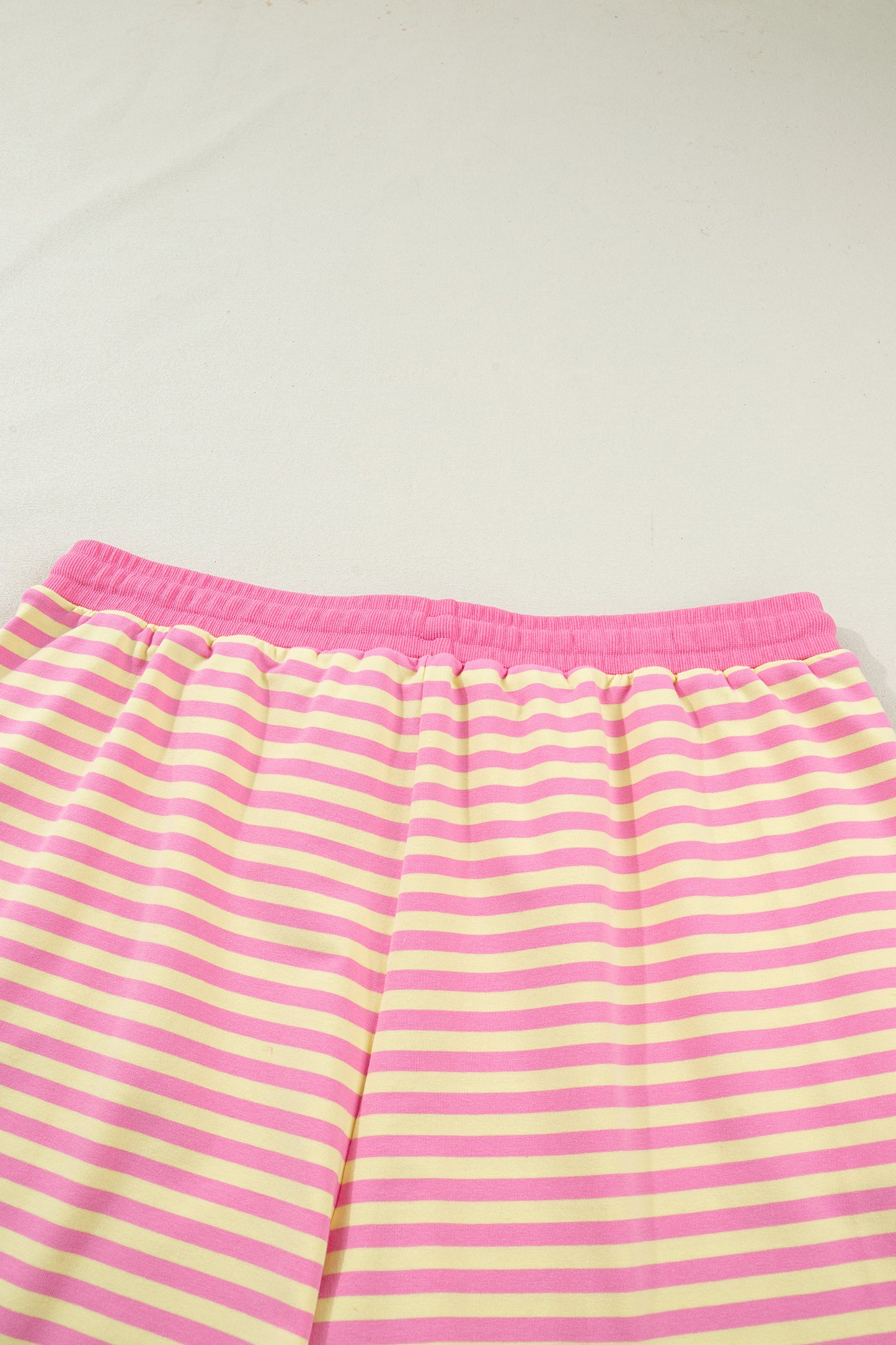 Green Stripe Boxy Tee Drawstring Elastic Waist Plus Size Short Set