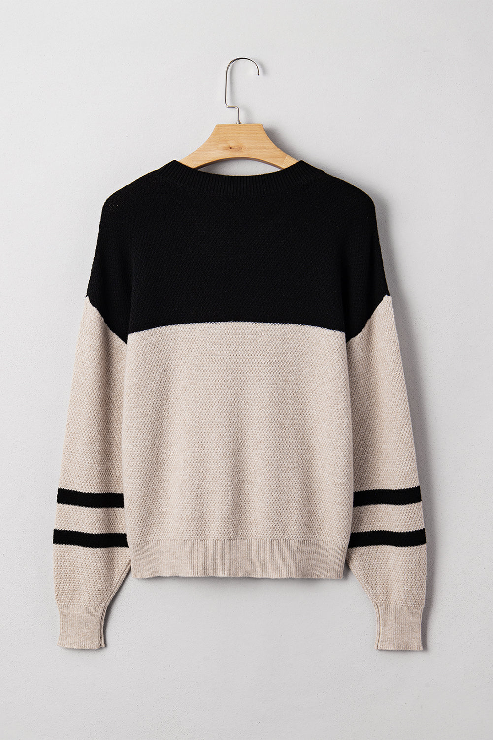 Parchment Colorblock Striped Sleeve Detail Knit Sweater