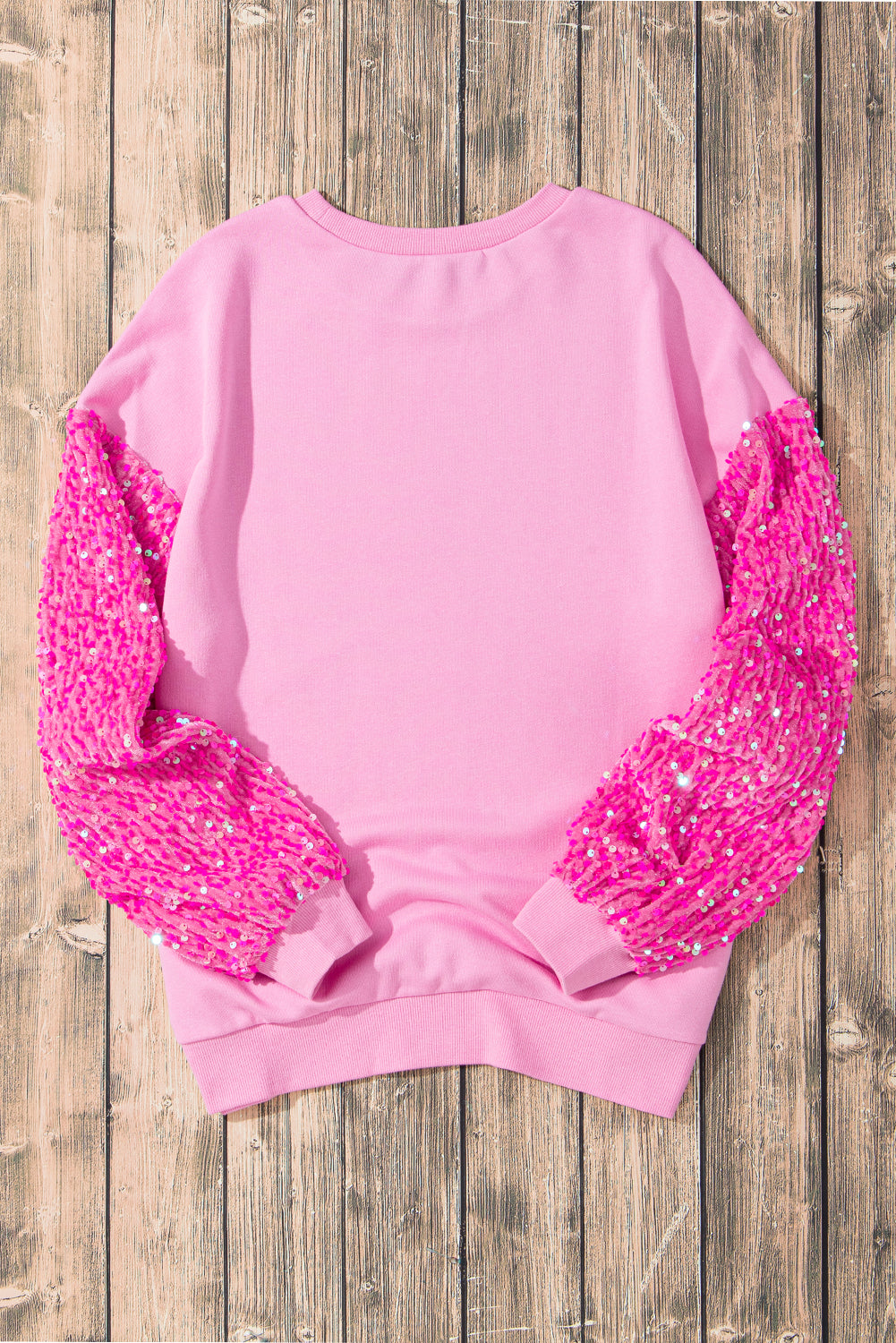 Pink Thanksgiving Halloween Pumpkin Pattern Sequin Sleeve Patchwork Pullover Top