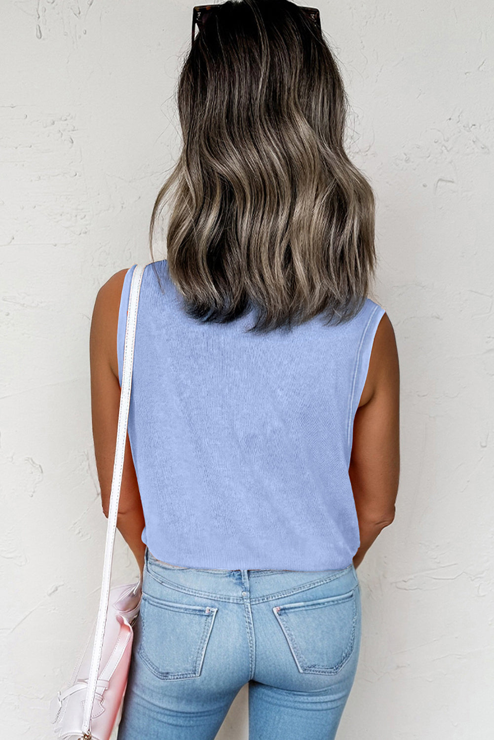 Sea Green Mineral Wash Patched Chest Pocket Tank Top