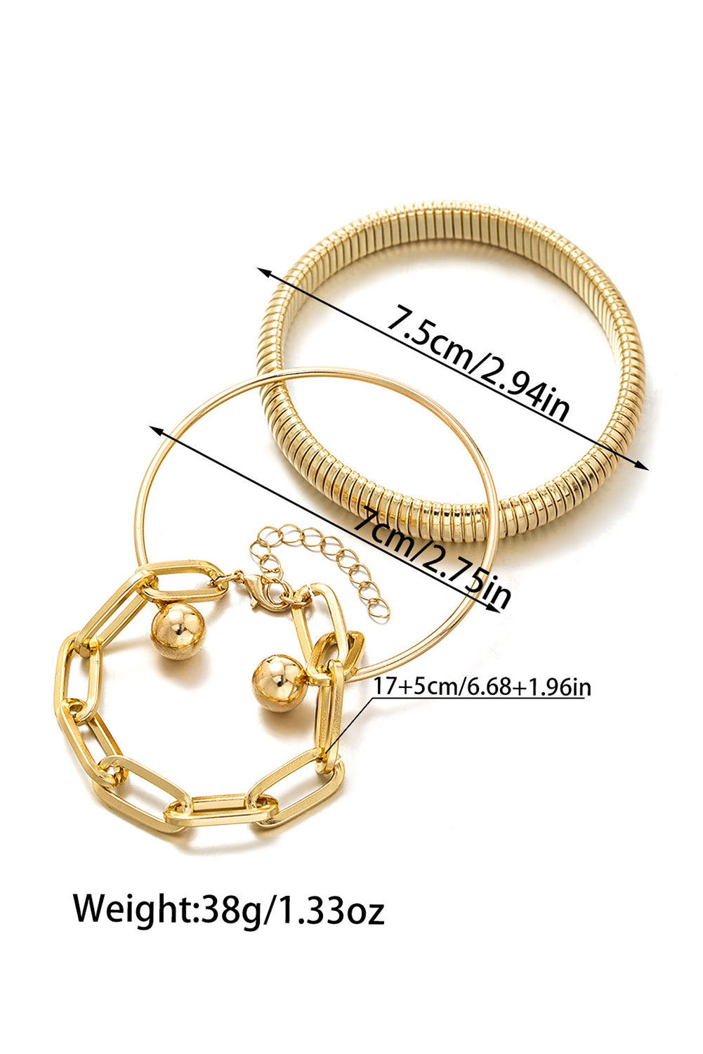 Gold 3pcs Minimalist Stackable Bracelet Set