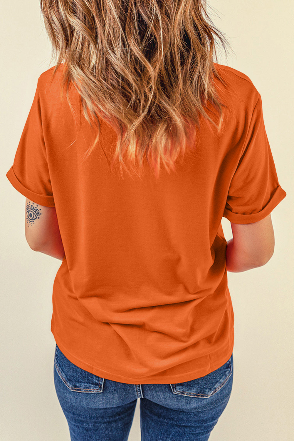 Orange BOO Halloween Ghost Sipder Embroidered Graphic Tee