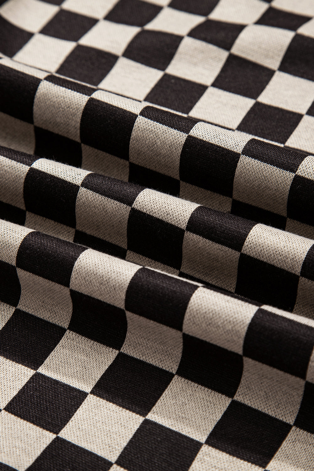 Khaki Mixed Checkered Pattern Patchwork High Low Casual Top