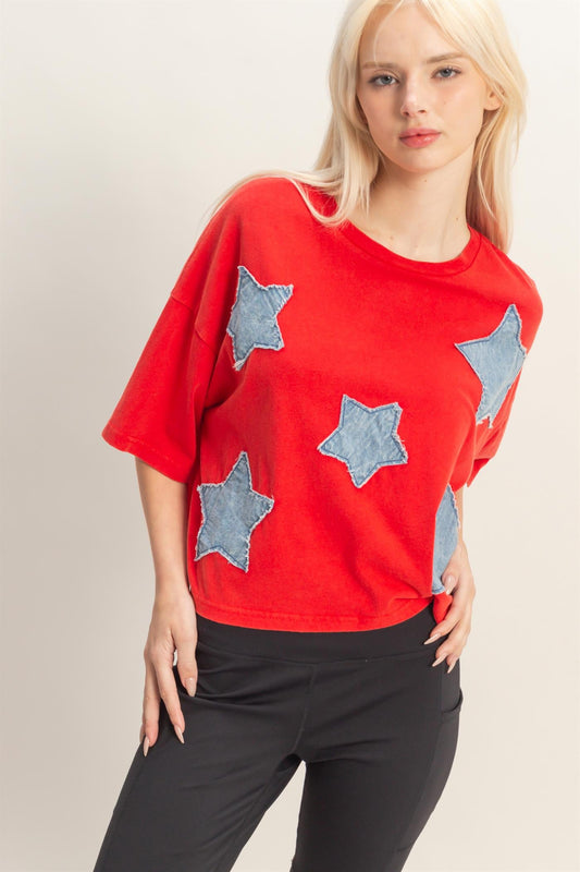 Star Patch Crew Crop Top
