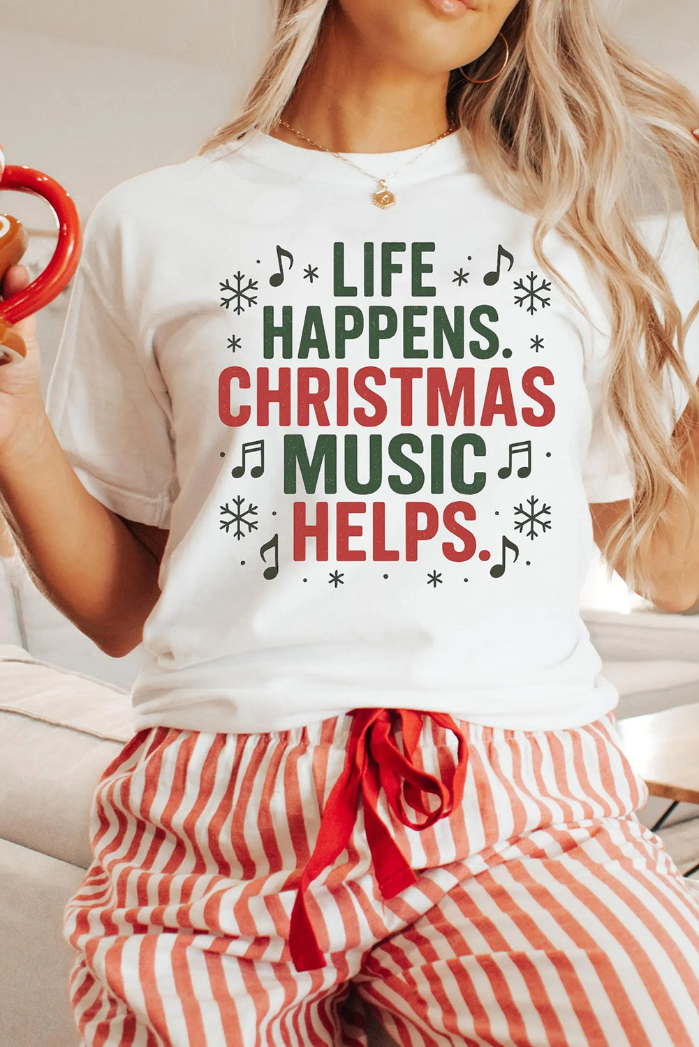 White Christmas Letter Heat Transfer Printing Graphic T-Shirt
