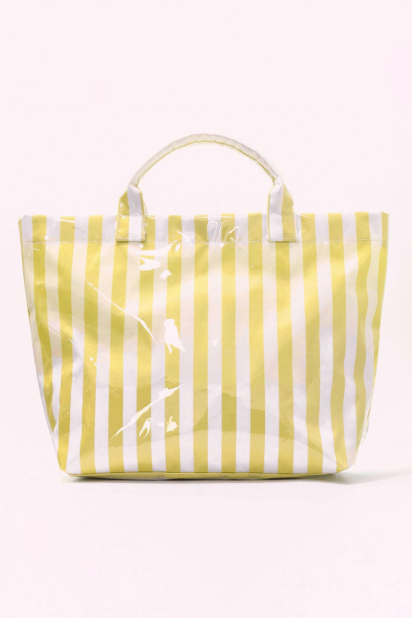 Pink Glossy Striped Vinyl Large Tote Bag