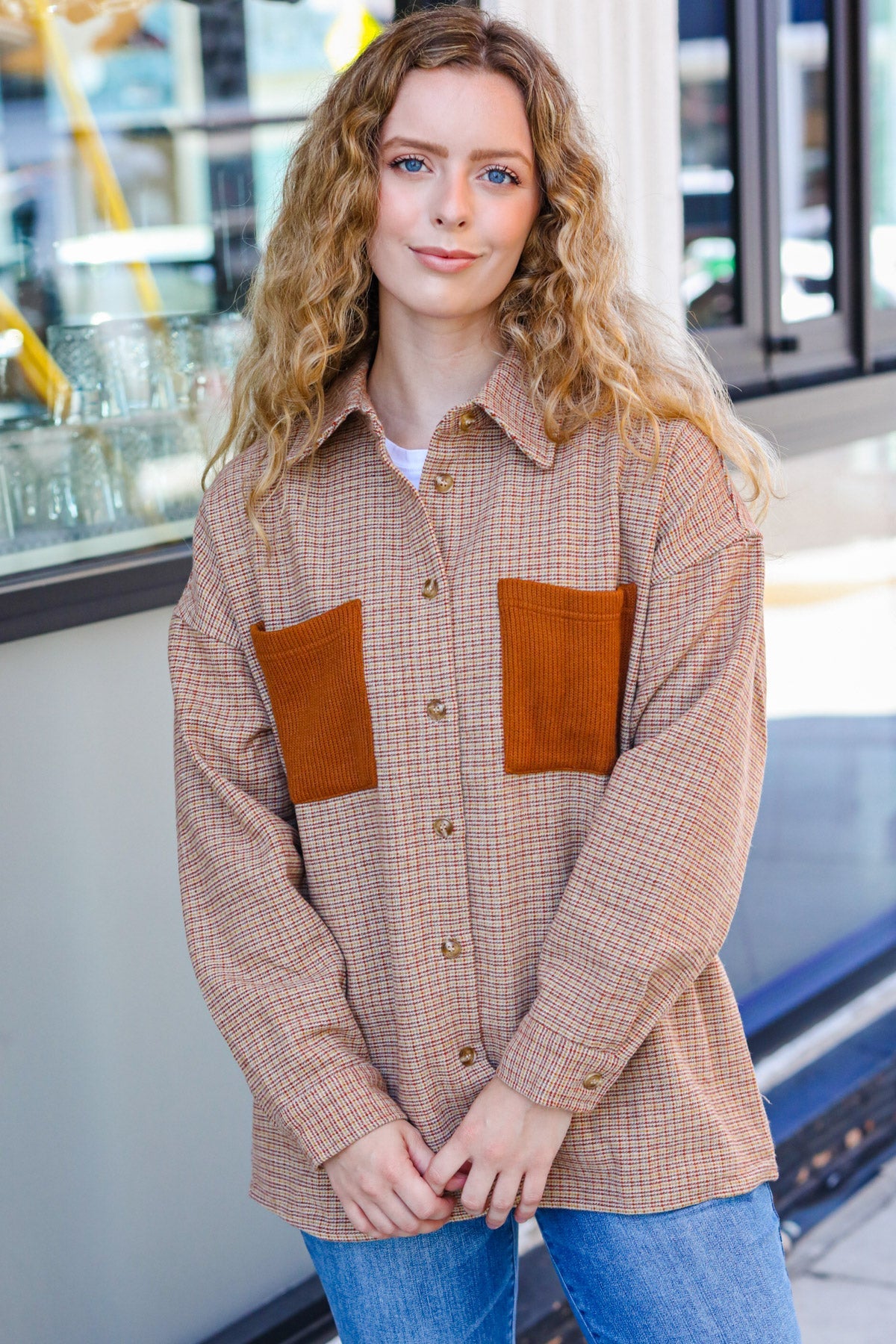 Start Your Day Rust Flannel Plaid Oversized Shacket