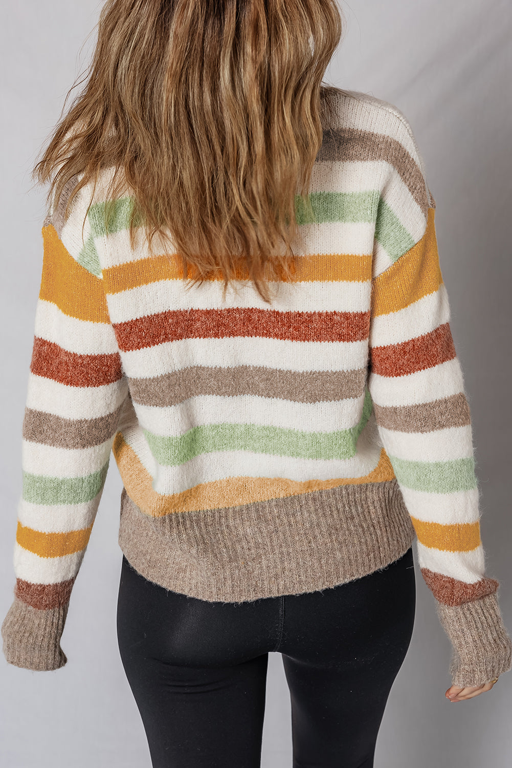 Multicolour Colorblock Drop Shoulder Crew Neck Sweater