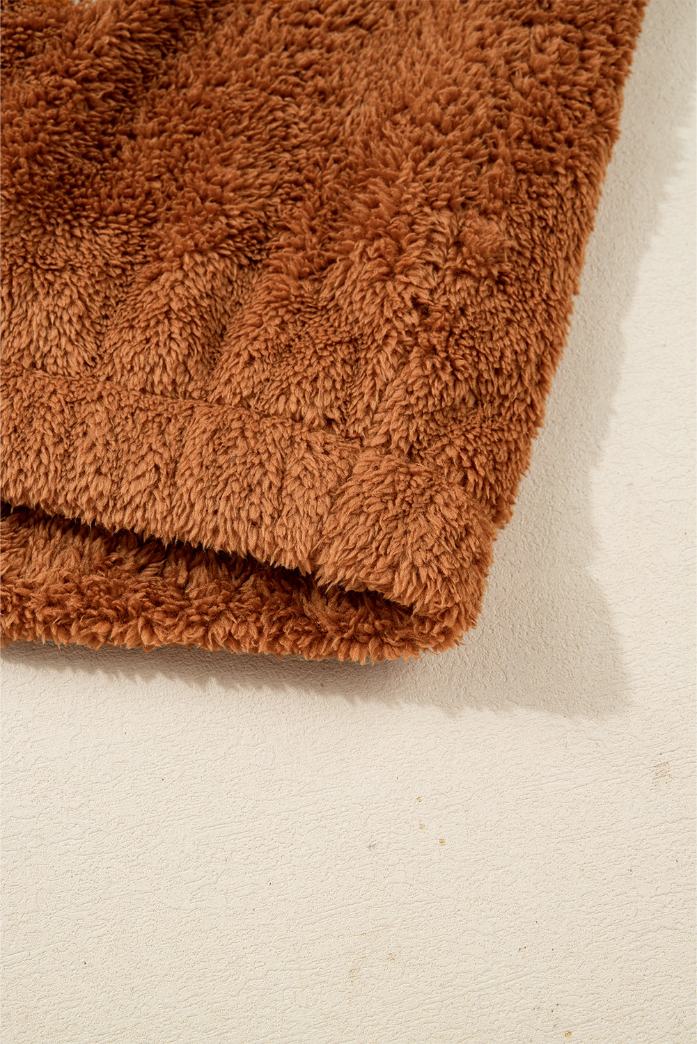 Chestnut Plush Patchwork Zipper Stand Neck Vest