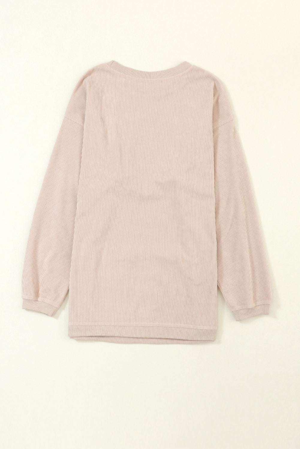 Light Pink Plain Drop Sleeve Crinkle Rib Oversized Sweatshirt
