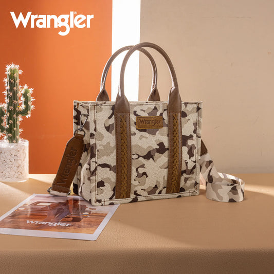 Wrangler Camo Print Tote/Crossbody -Brown