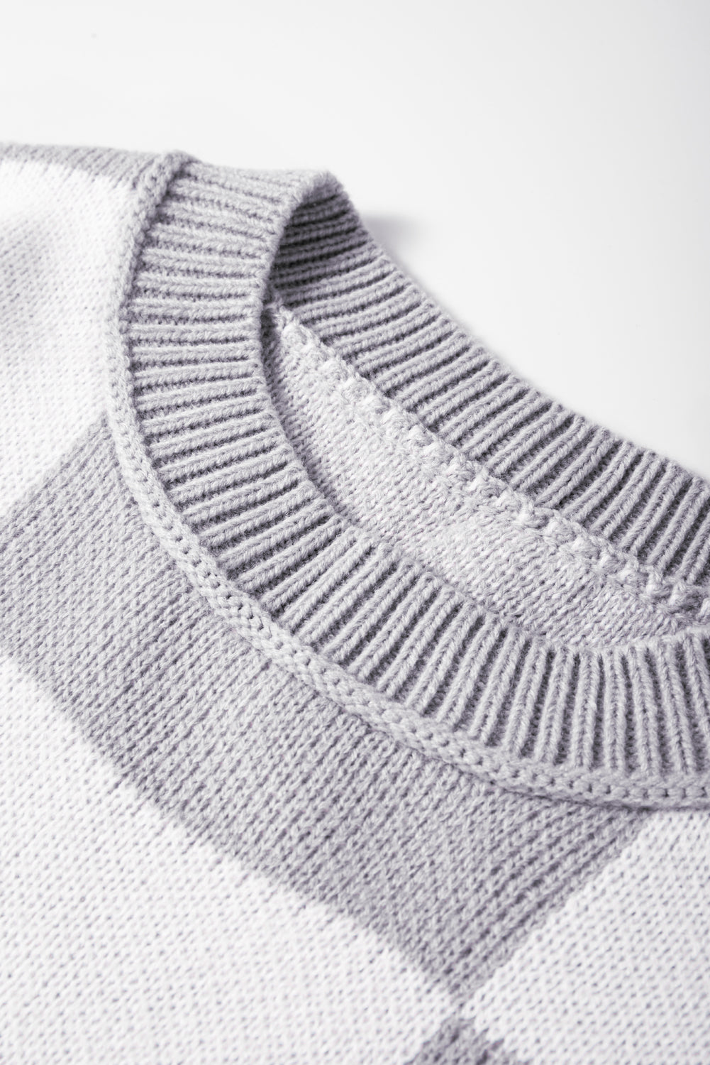 Pink Checked Bishop Sleeve Pullover Sweater