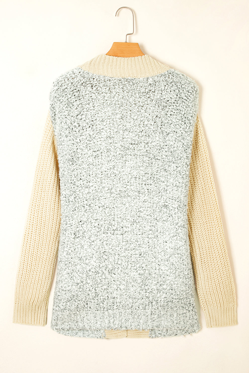 High-rise Patchwork Side Pockets Open Front Cardigan