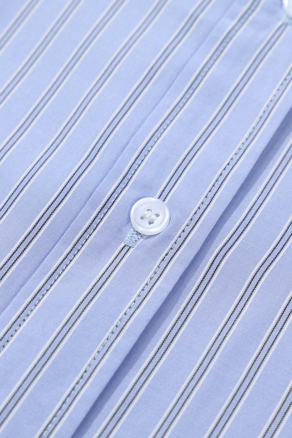 Sky Blue Stripe Button Up Oversized Casual Shirt