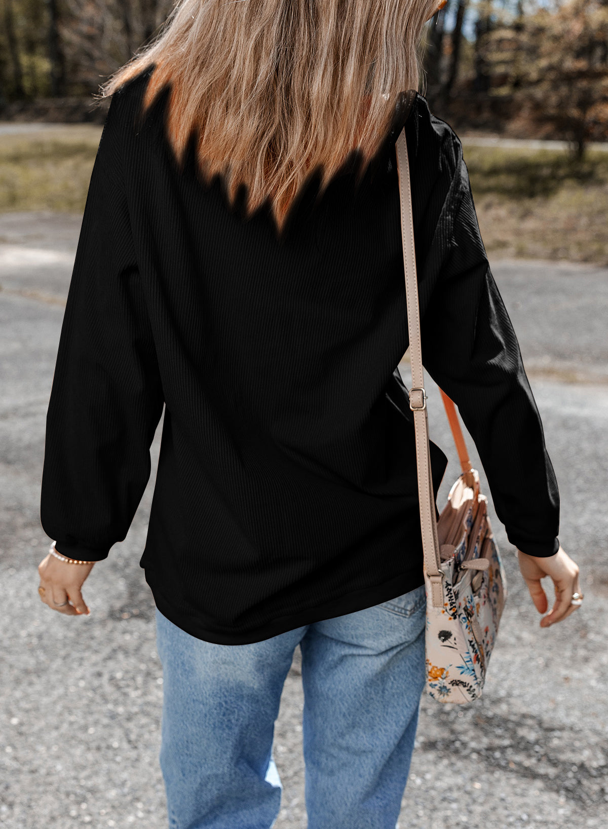 Dark Blue Football Graphic Drop Shoulder Game Day Corded Sweatshirt