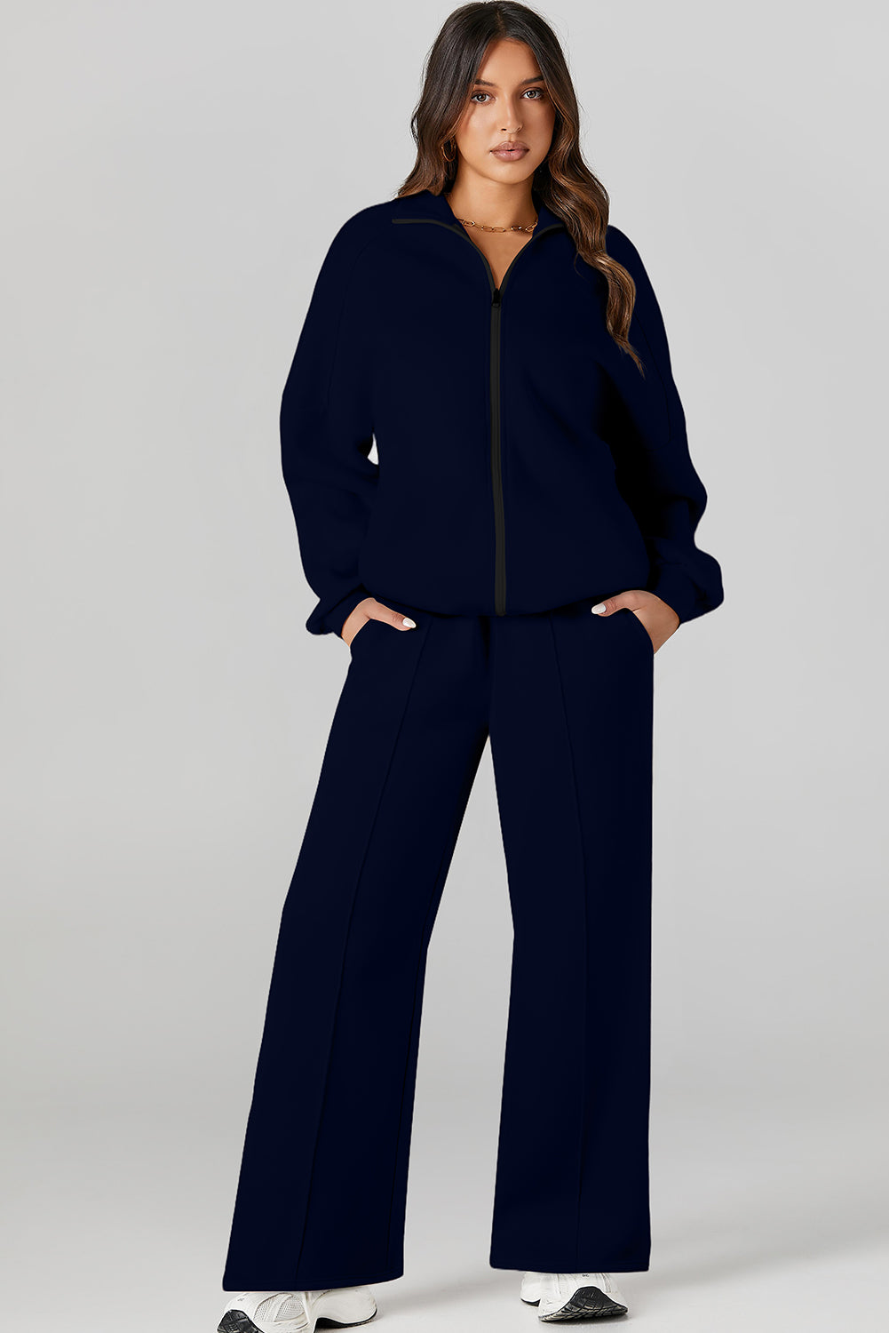 Black Half Zip Sweatshirt and Pants Set