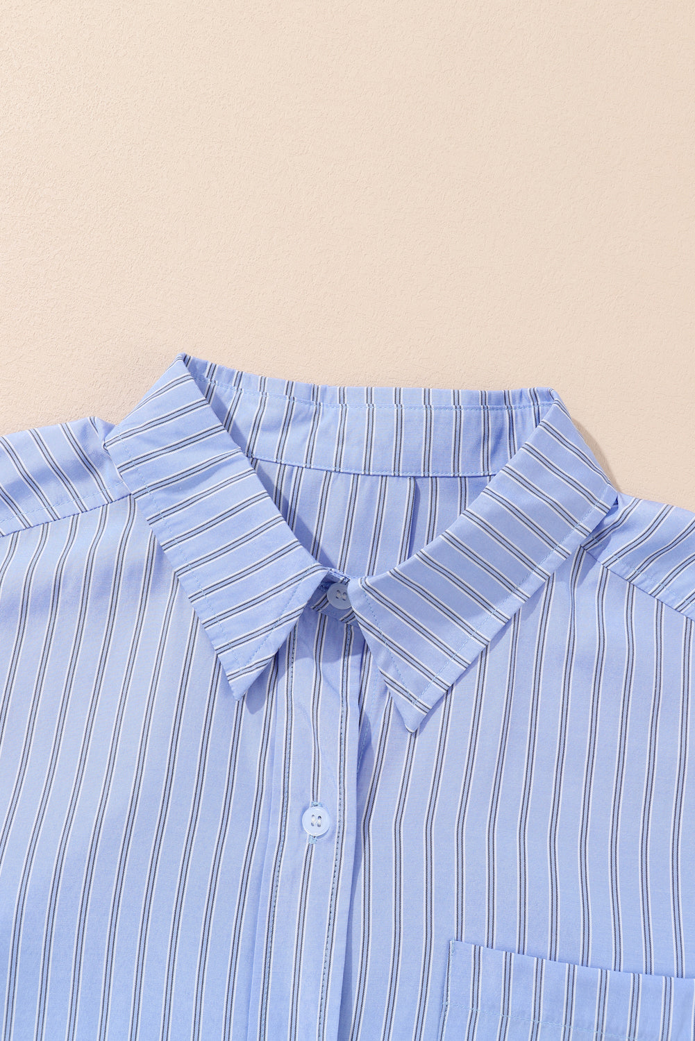 Sky Blue Stripe Button Up Oversized Casual Shirt