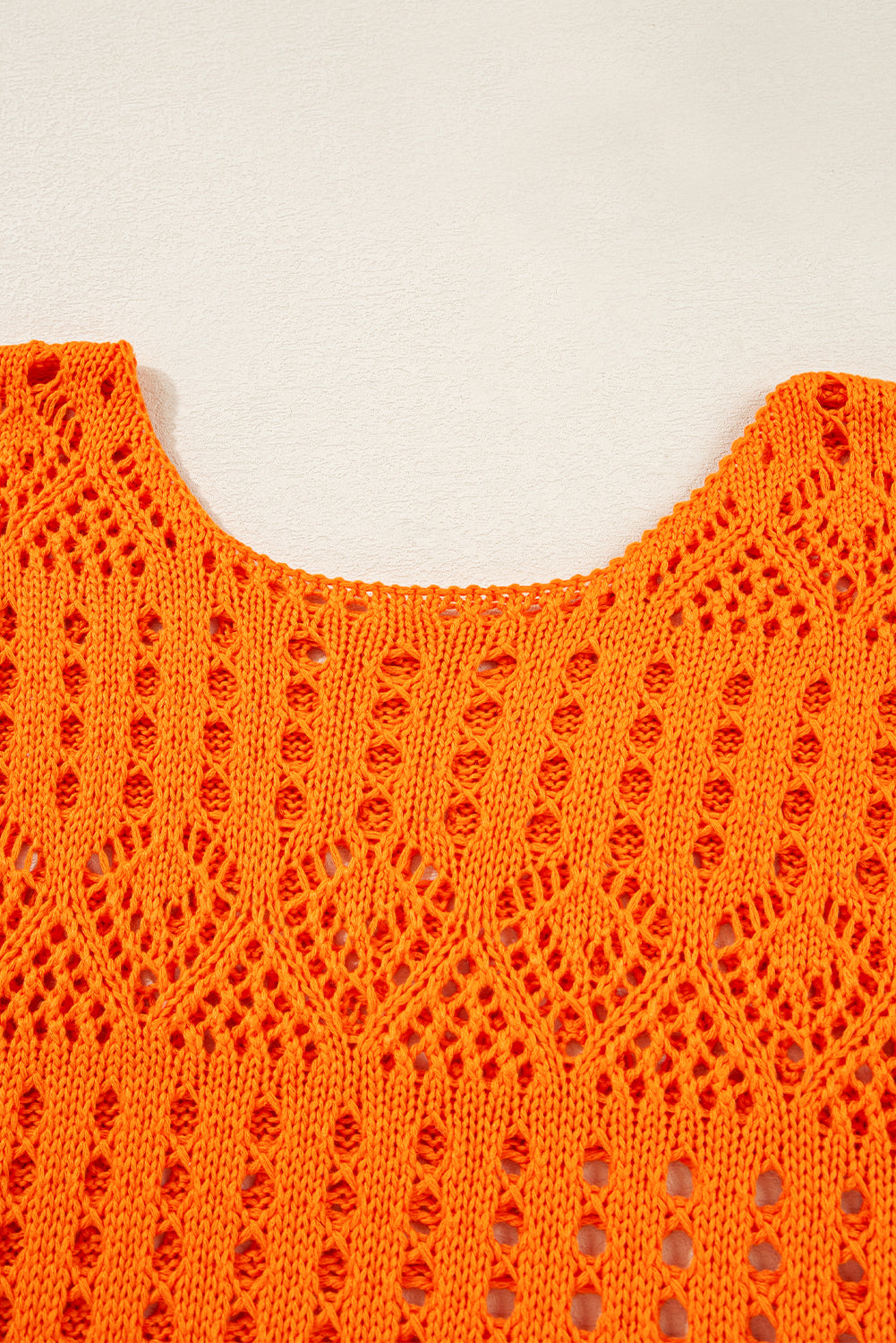 Carrot Solid Color Crochet Scallop Edge Sweater