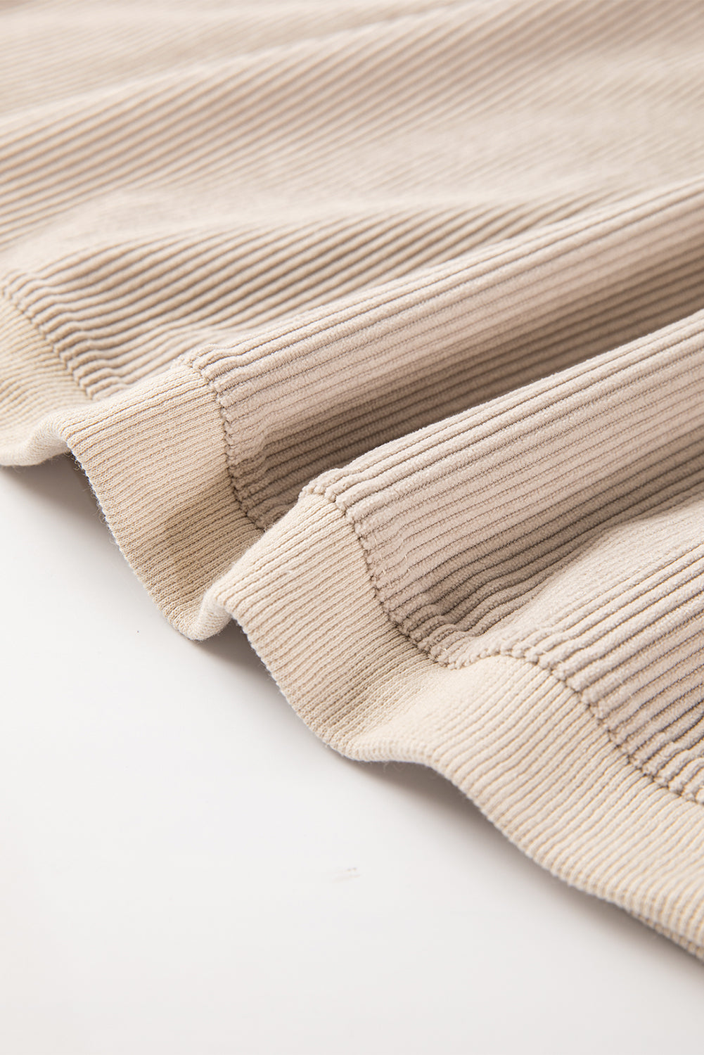 Light Pink Plain Drop Sleeve Crinkle Rib Oversized Sweatshirt