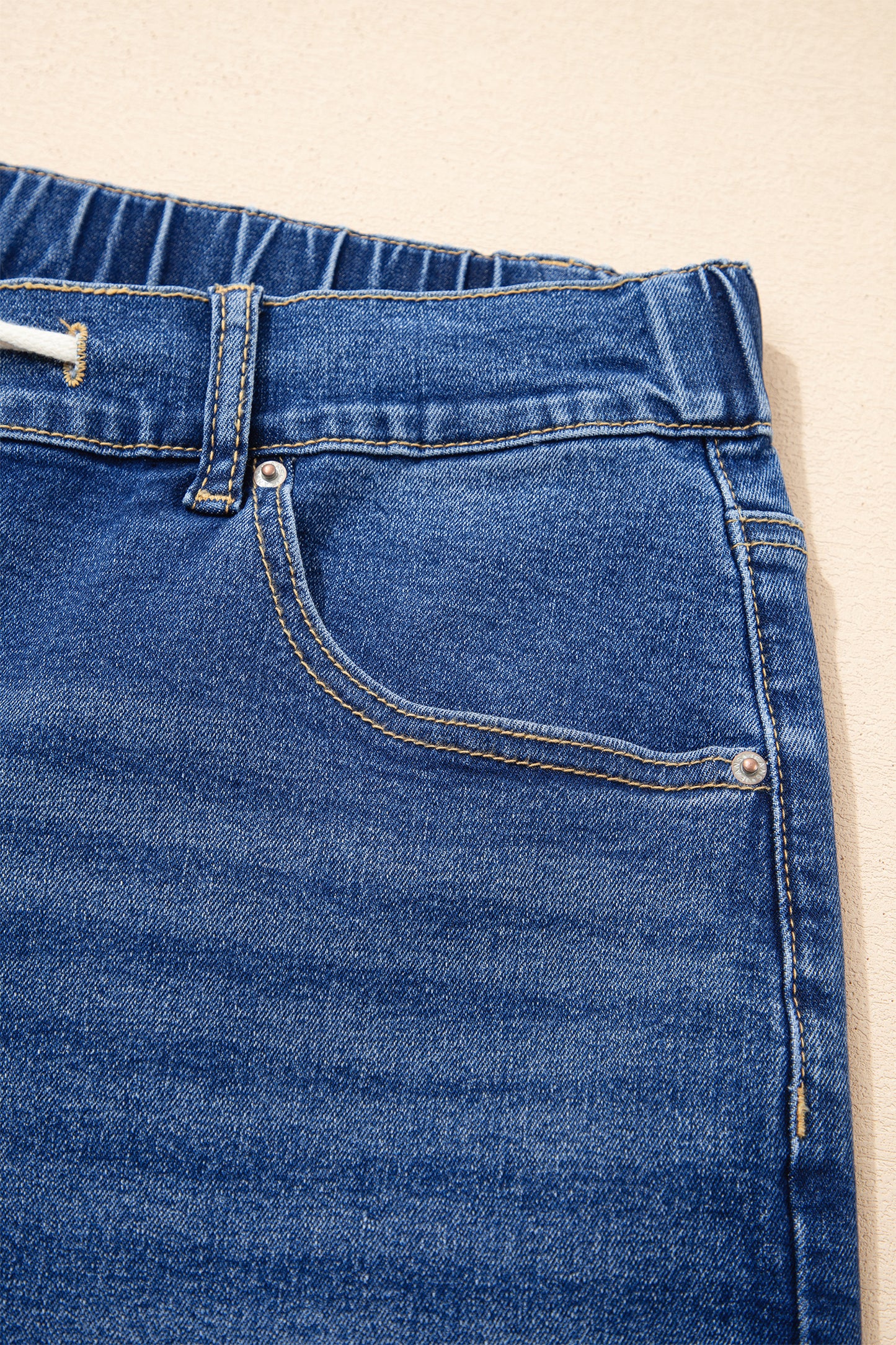 Blue Acid Wash Contrast Lace-up Plus Size Jeans