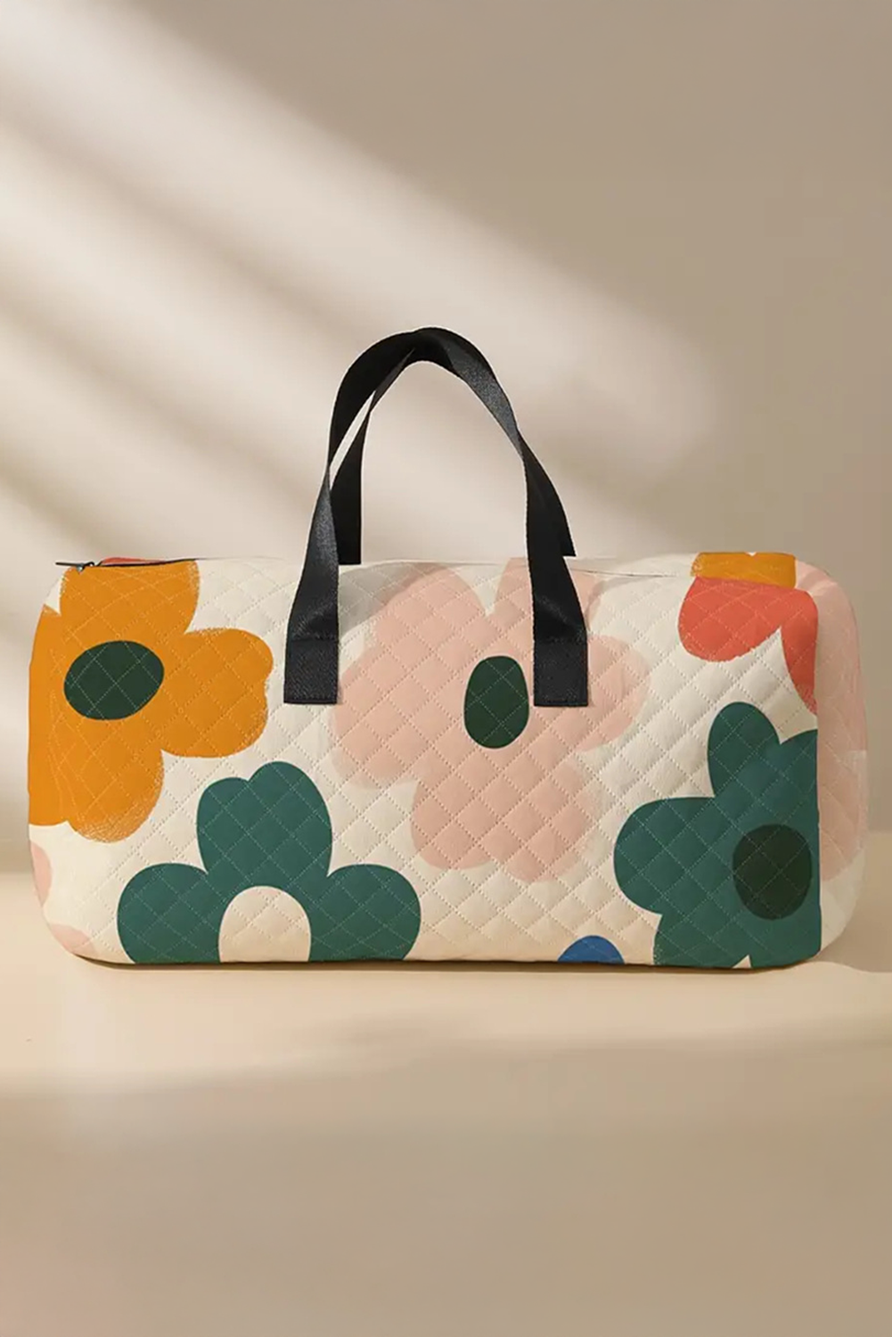 White Floral Quilted Tote Bag
