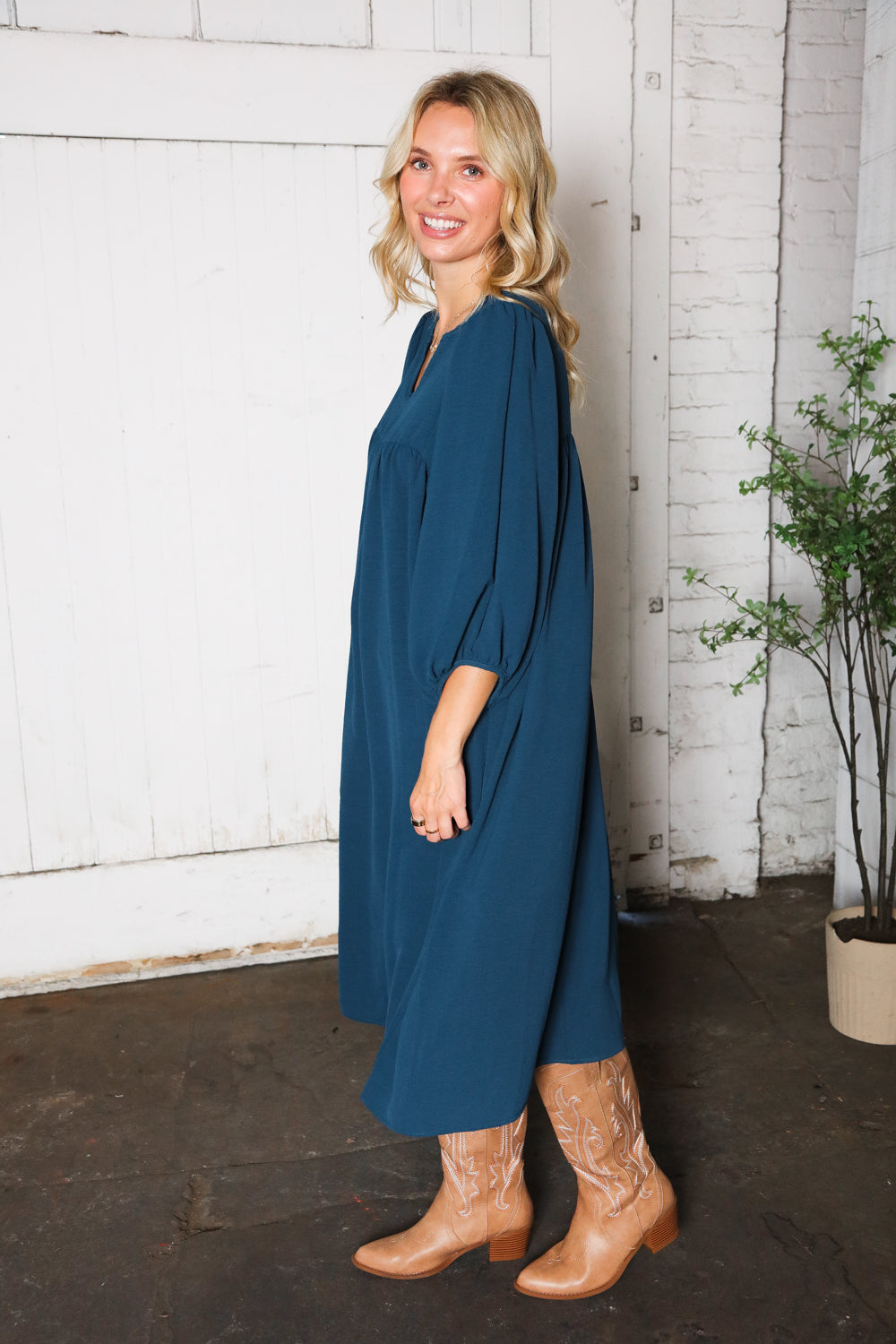 Saphire Skies Woven Crinkled Dress