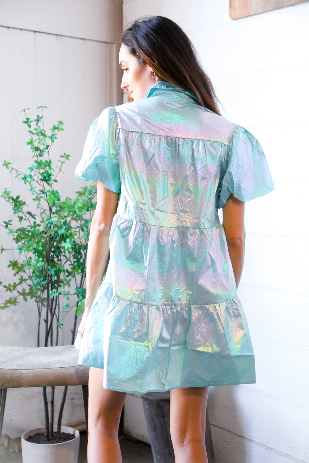 Nova Night Out Tiered Bubble Sleeve T Shirt Dress