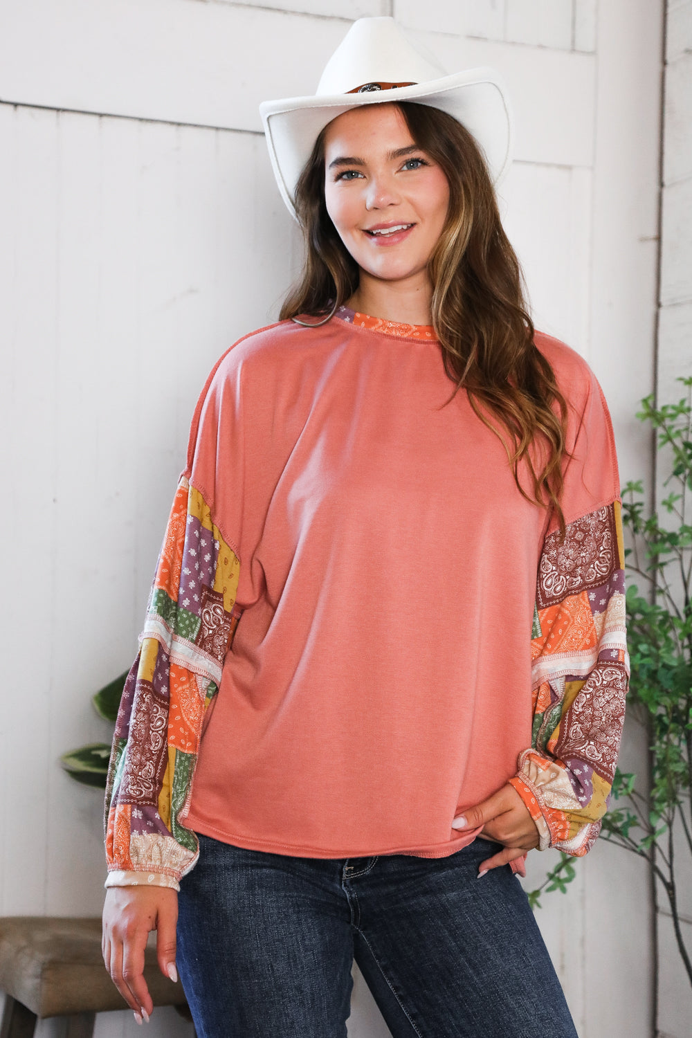 Wanderlust Patchwork Long Sleeve Top