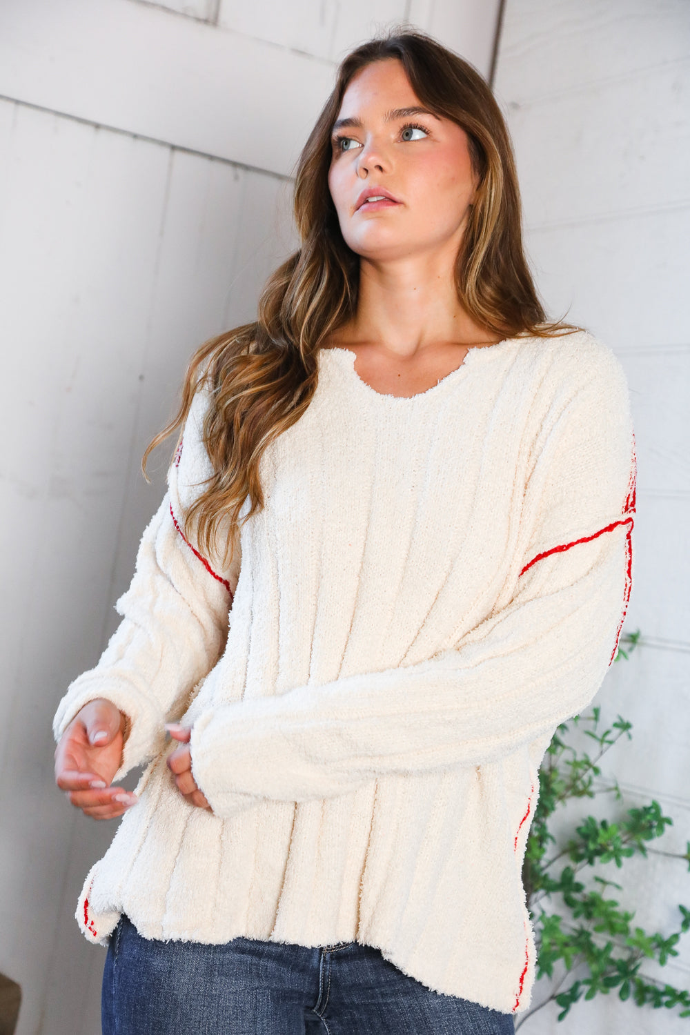 Snuggle Me Cream Thick Ribbed Sweater