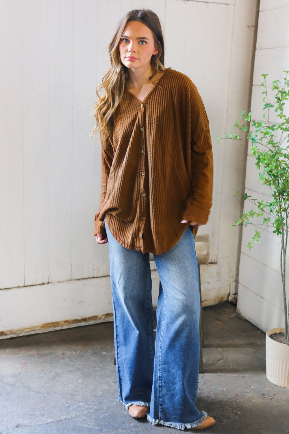 Maple Mornings Mocha Thermal Cardigan