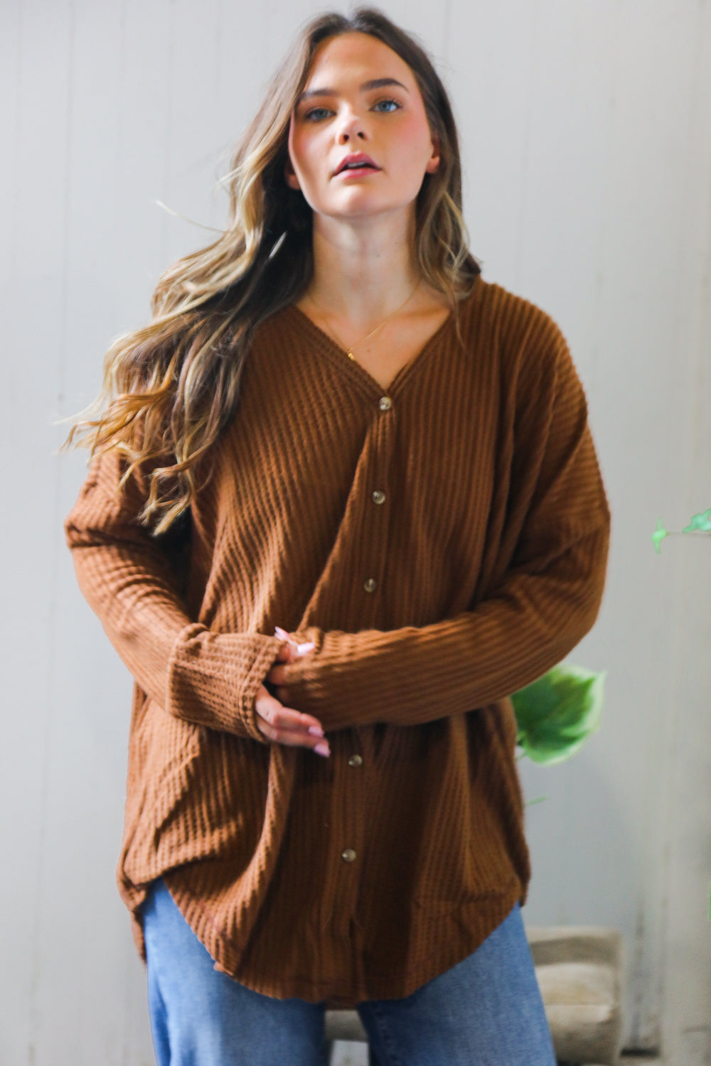 Maple Mornings Mocha Thermal Cardigan