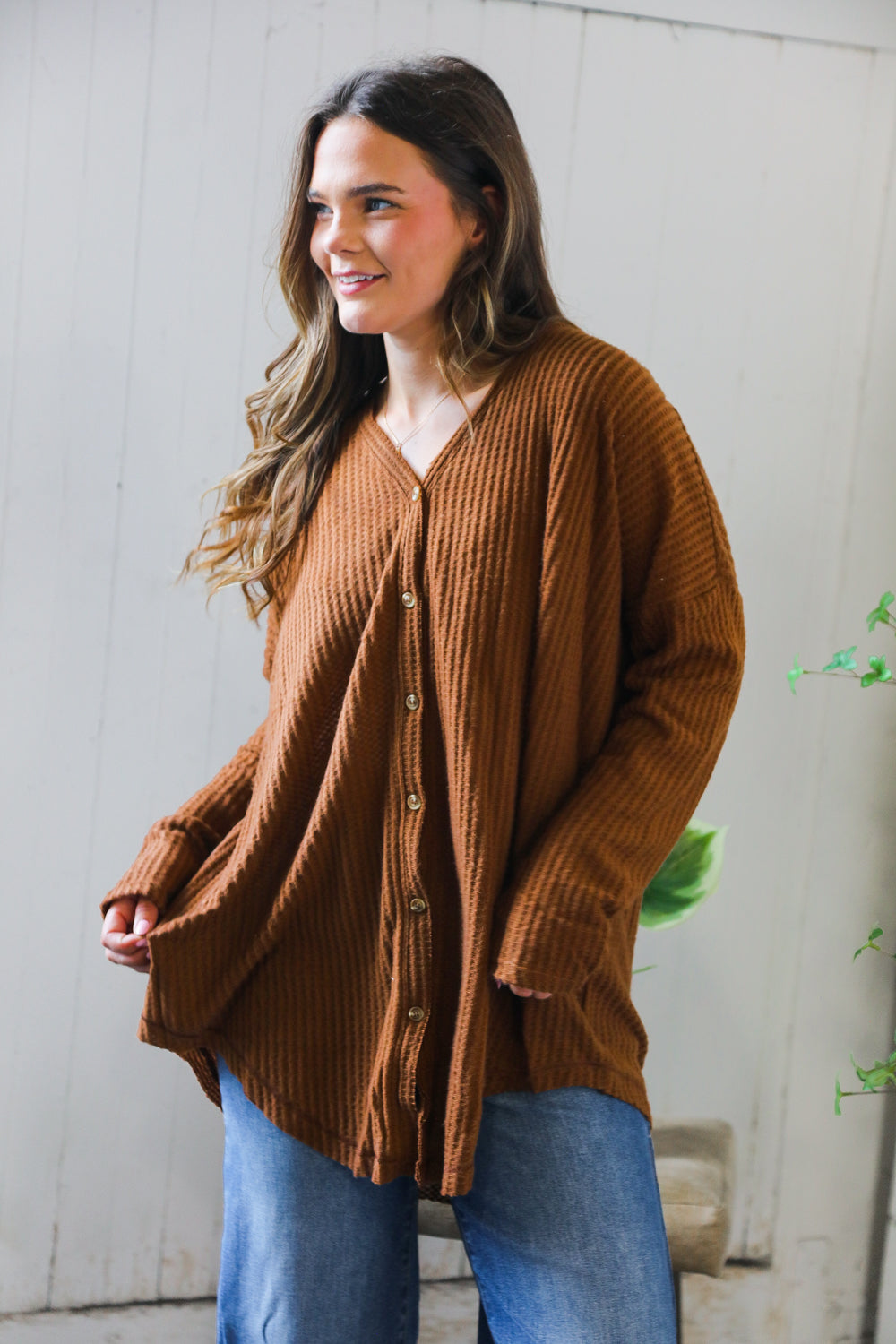Maple Mornings Mocha Thermal Cardigan