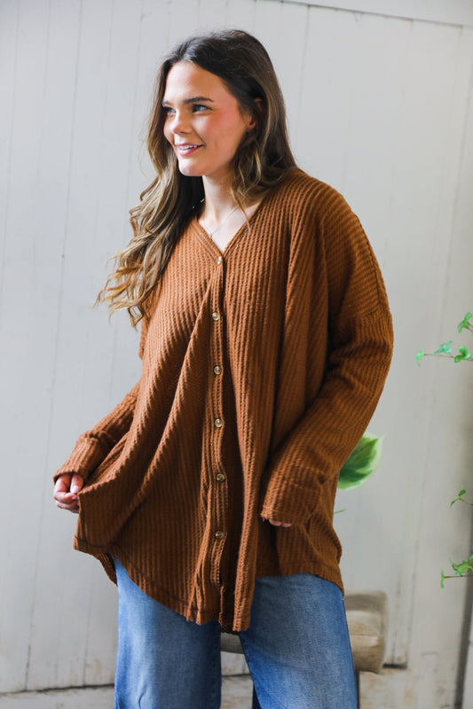 Maple Mornings Mocha Thermal Cardigan