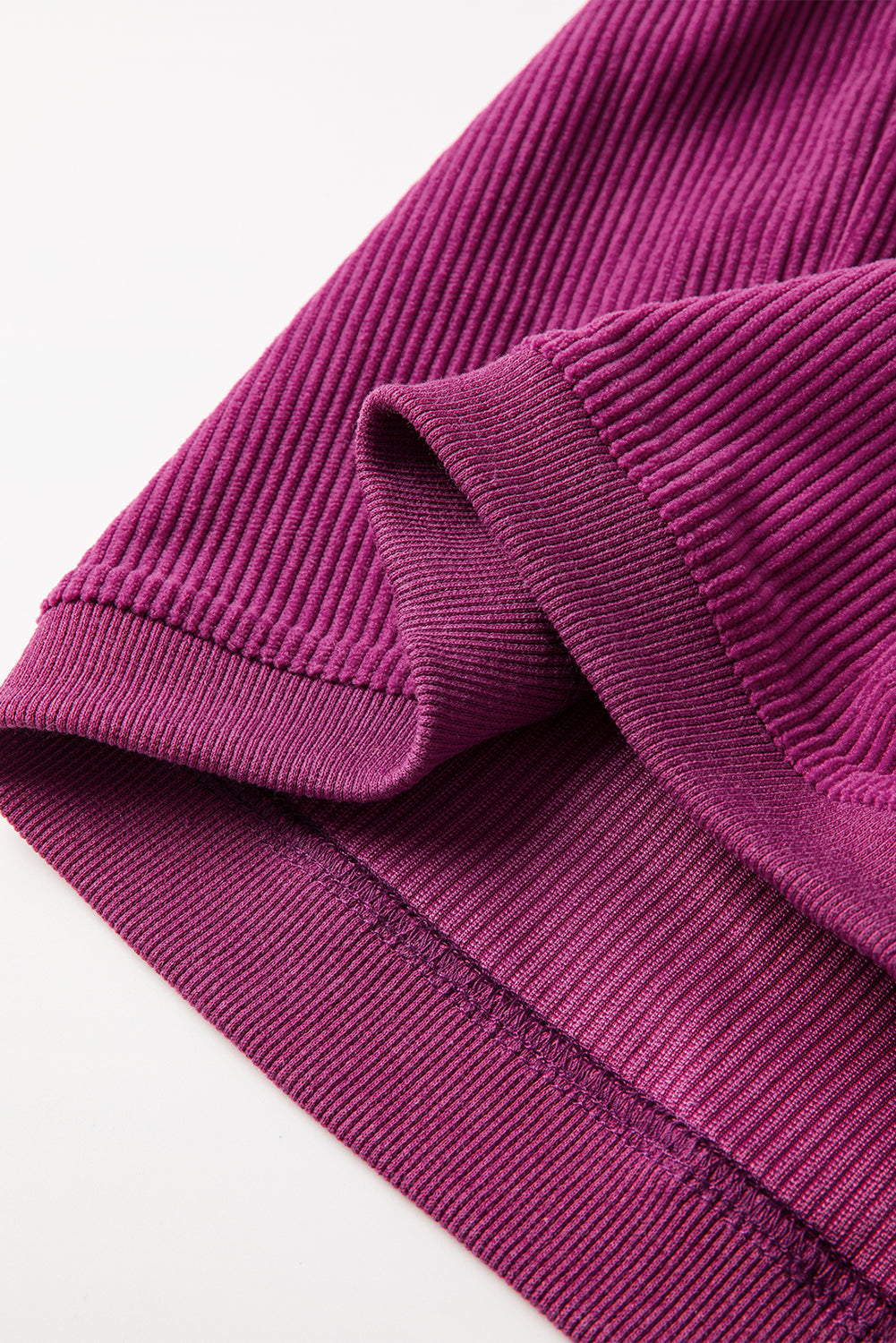 Light Pink Plain Drop Sleeve Crinkle Rib Oversized Sweatshirt