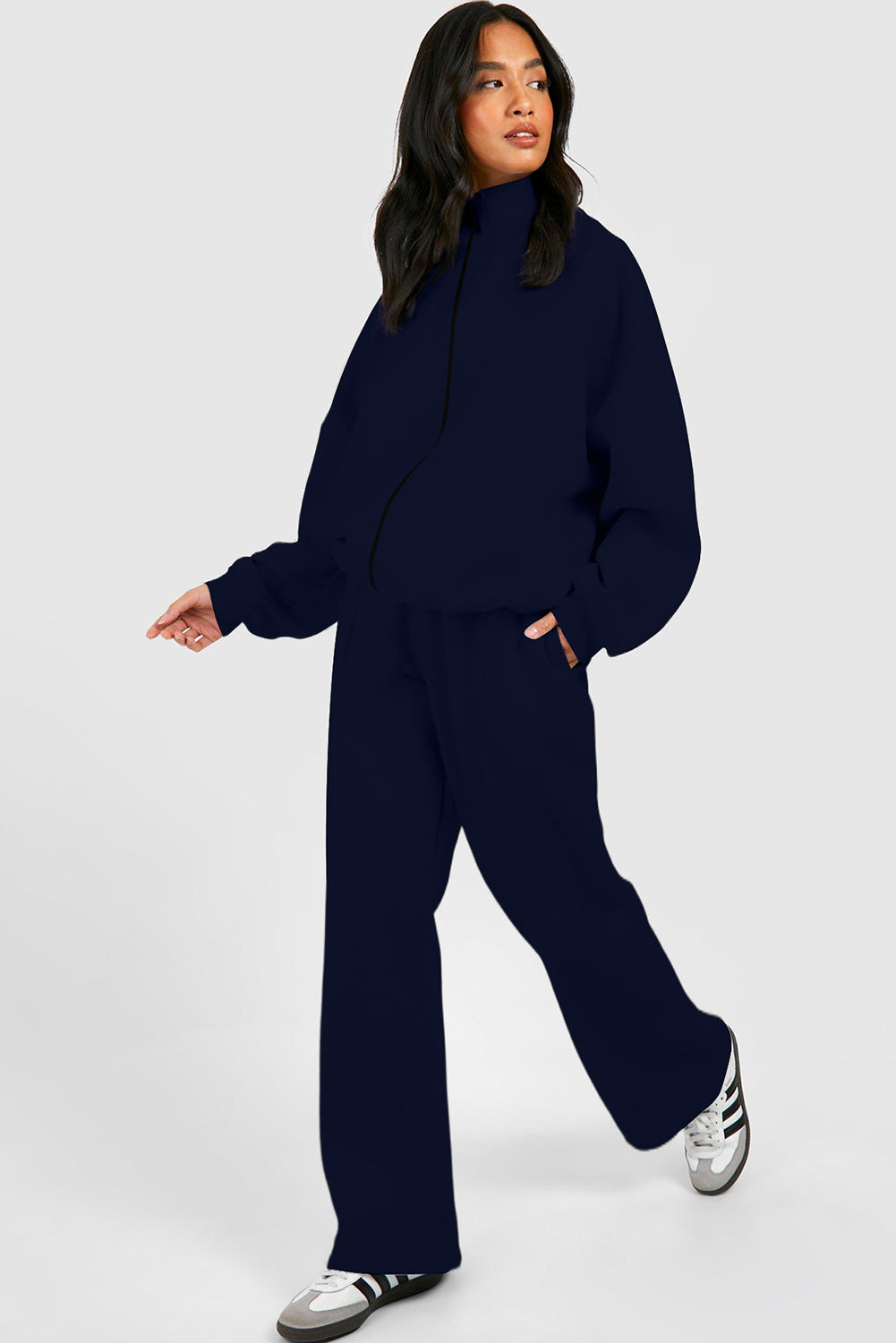 Black Half Zip Sweatshirt and Pants Set