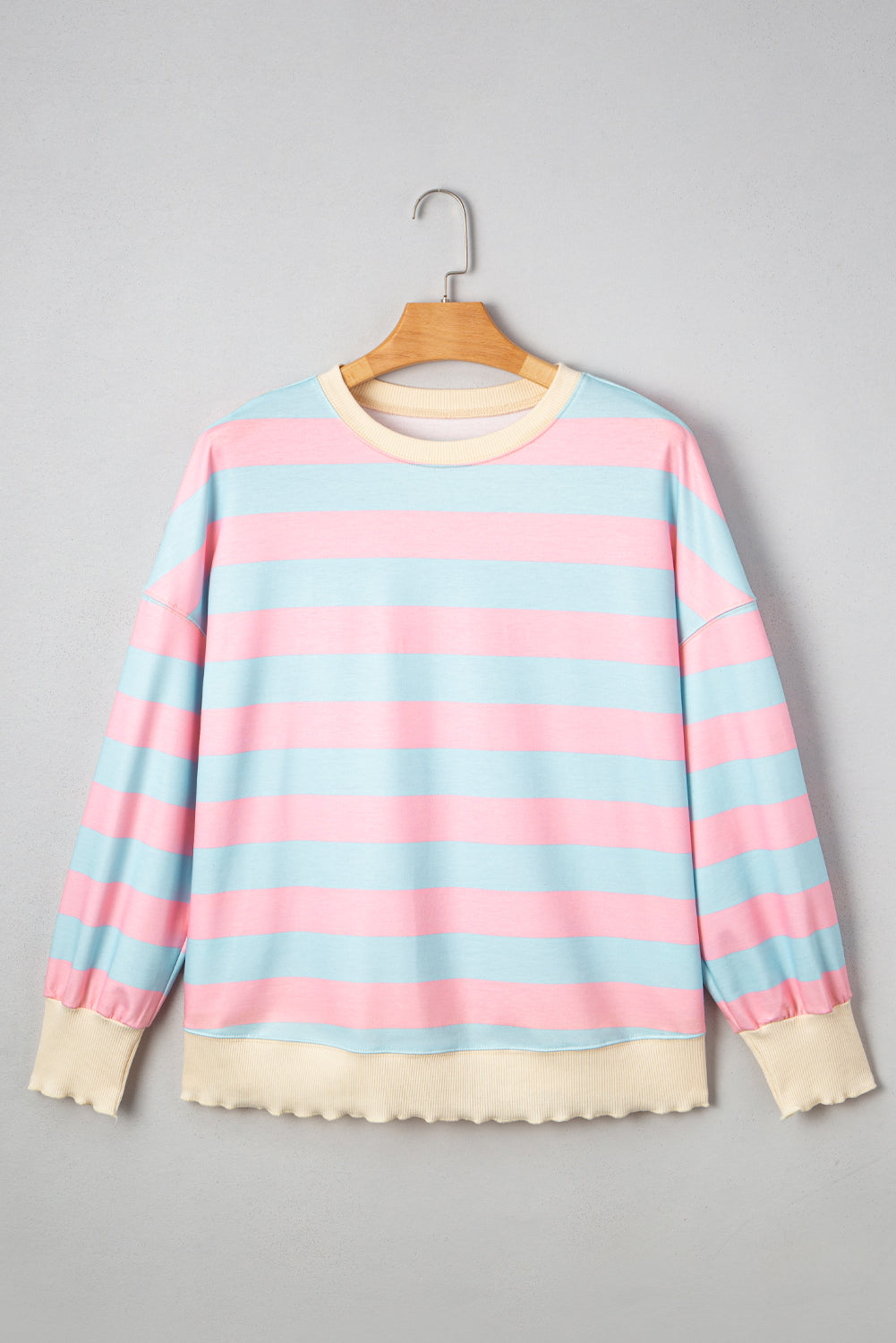 Sky Blue Stripe Colorblock Plus Size Sweatshirt
