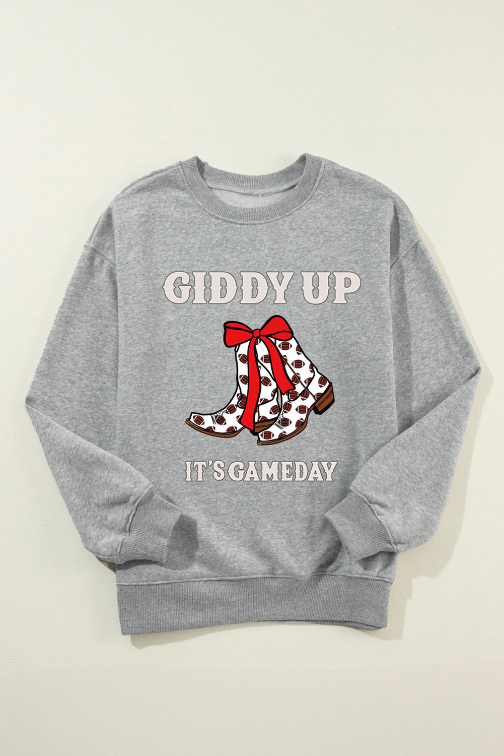 Gray GIDDY UP IT'S GAME DAY Boots Graphic Sweatshirt