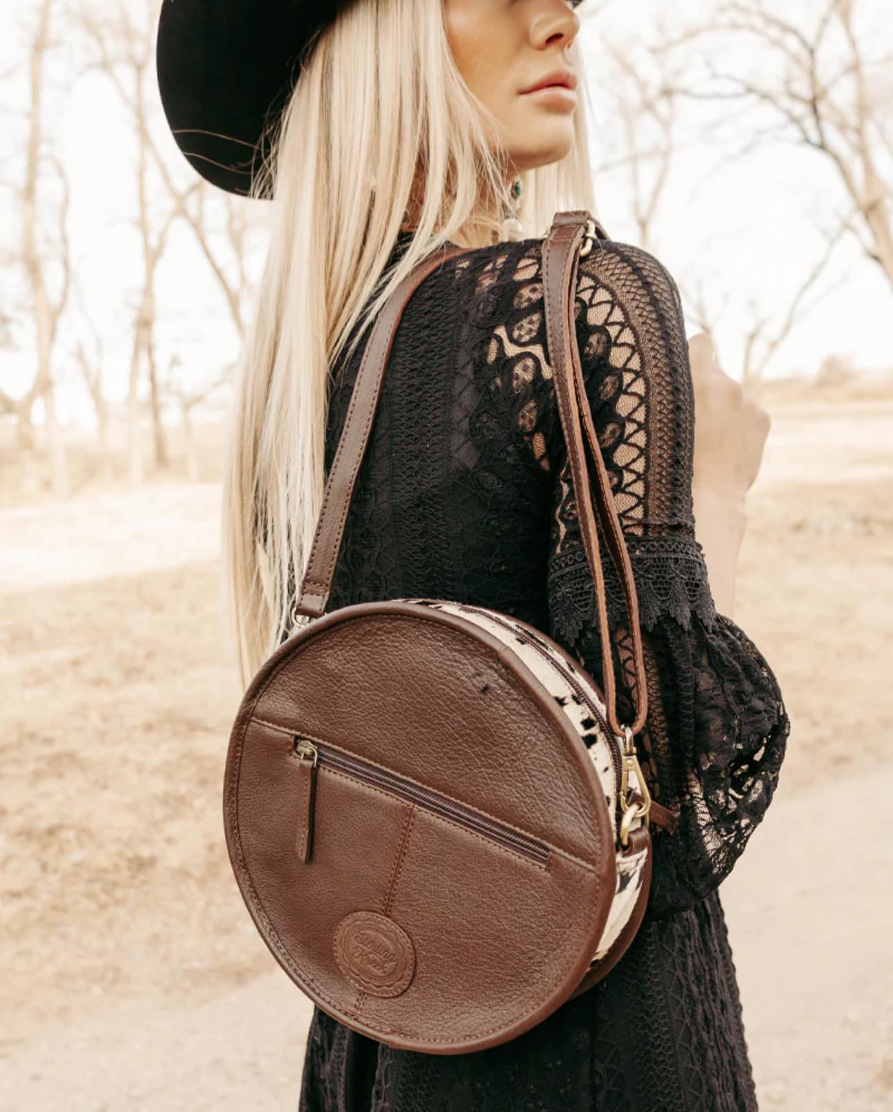 STOCKYARD COWHIDE CANTEEN BAG