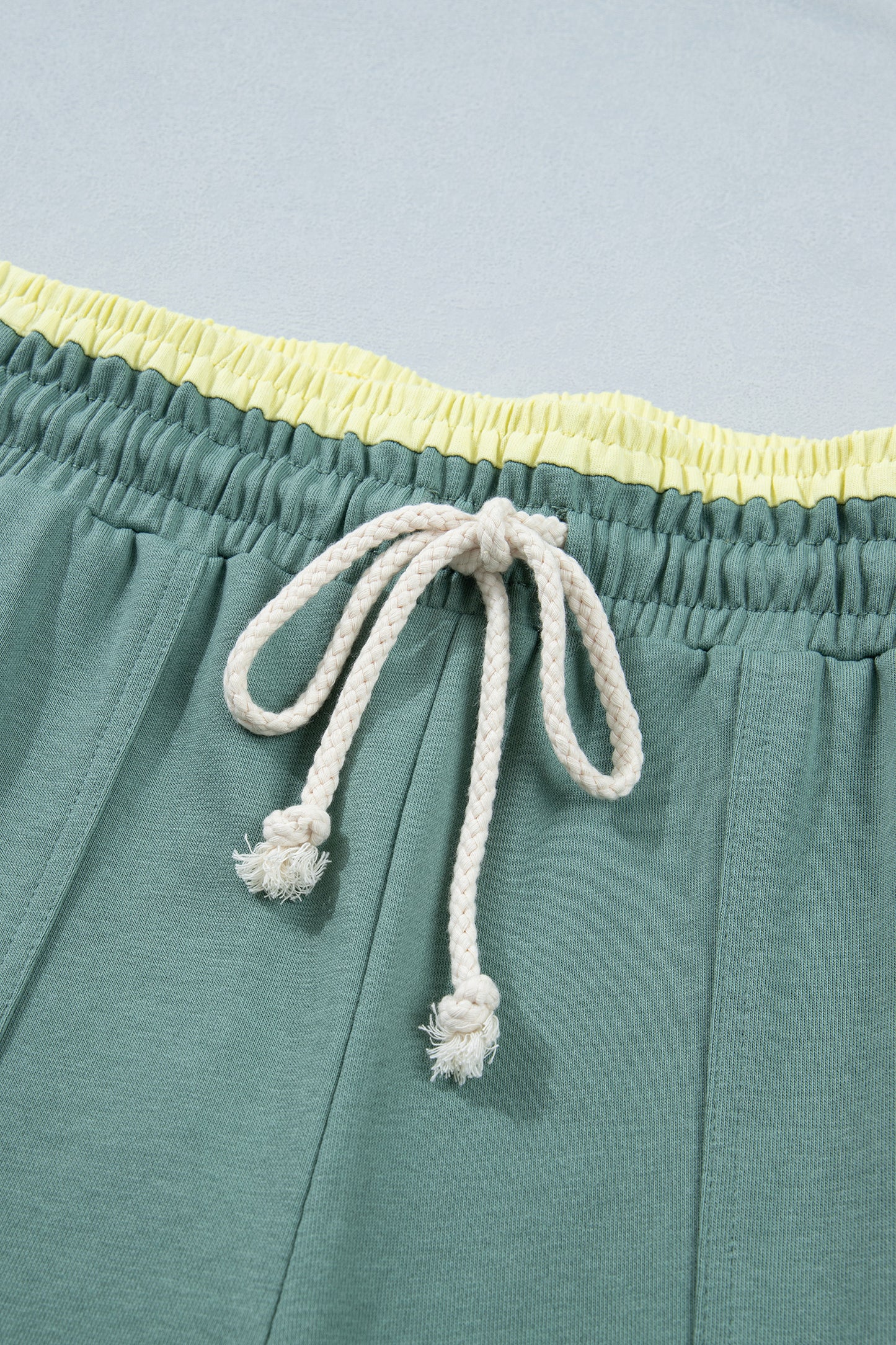 Block Flower Patchwork Drawstring Contrasted Elastic Waist Wide Leg Pants