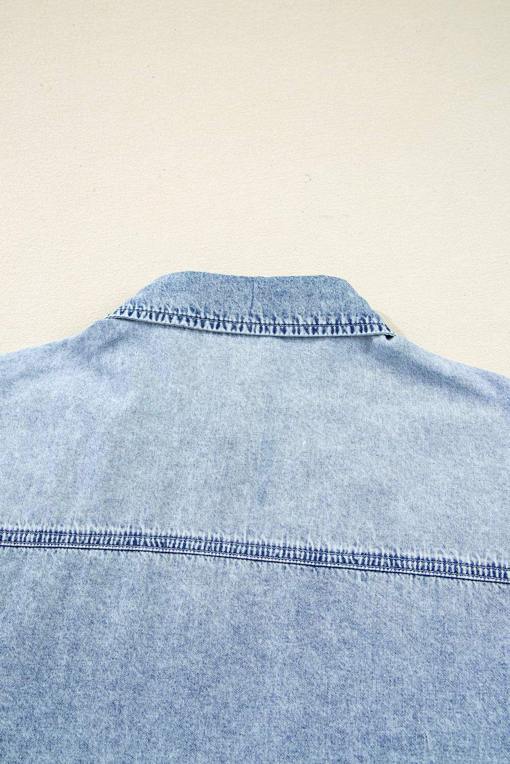 Beau Blue Chest Pocket Raw Hem Denim Loose Shirt Dress