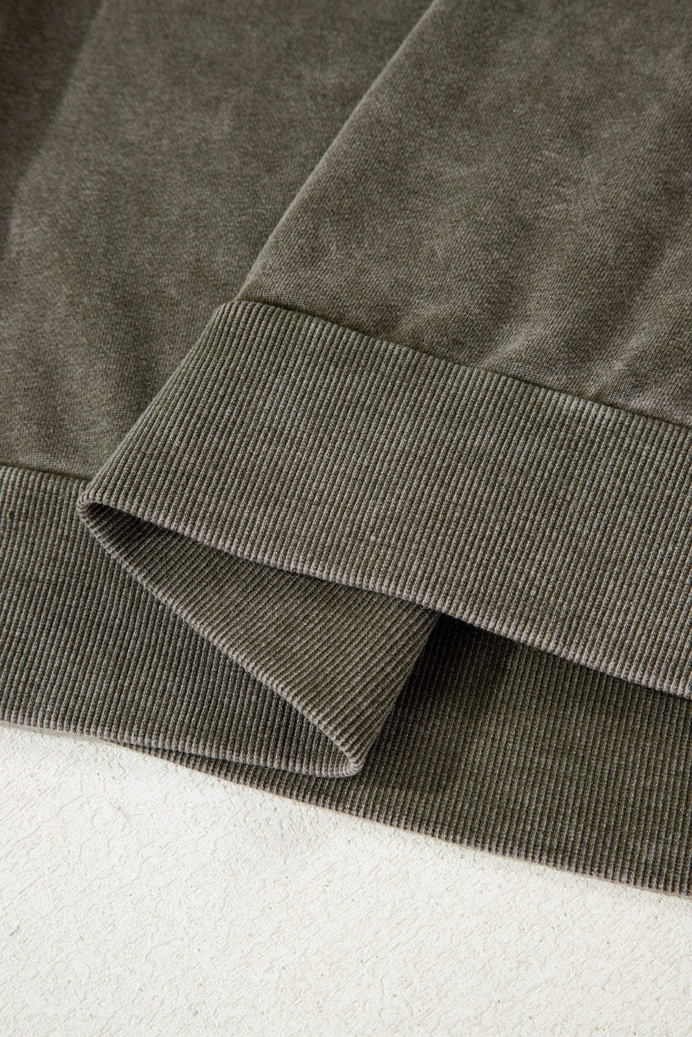 Sail Blue Lace Applique Notched Neck Mineral Wash Baggy Sweatshirt