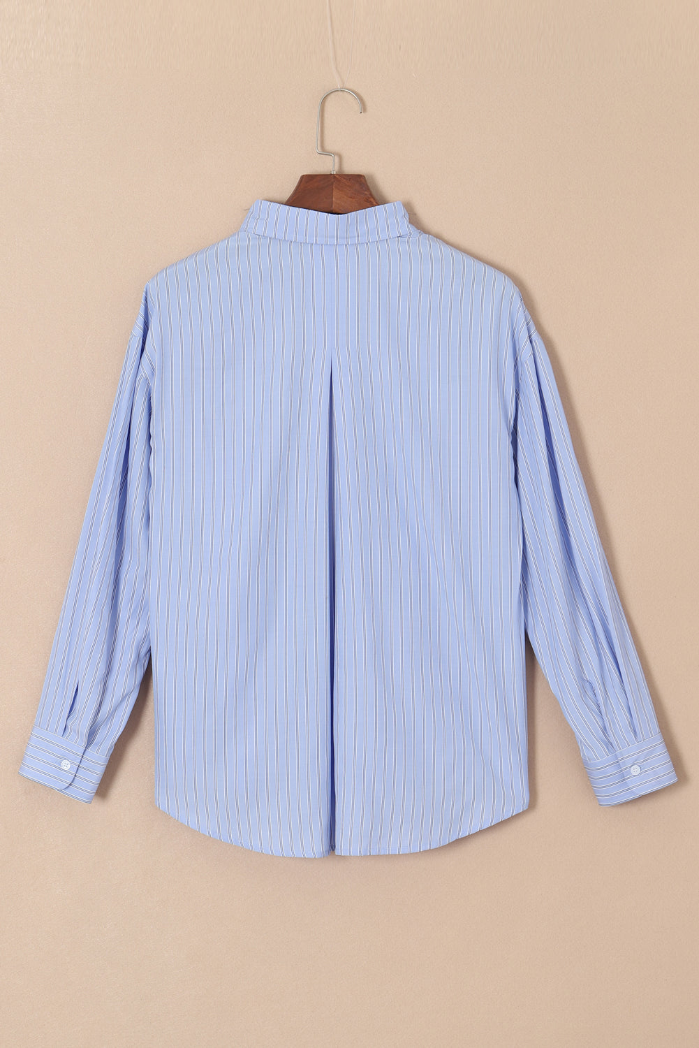 Sky Blue Stripe Button Up Oversized Casual Shirt