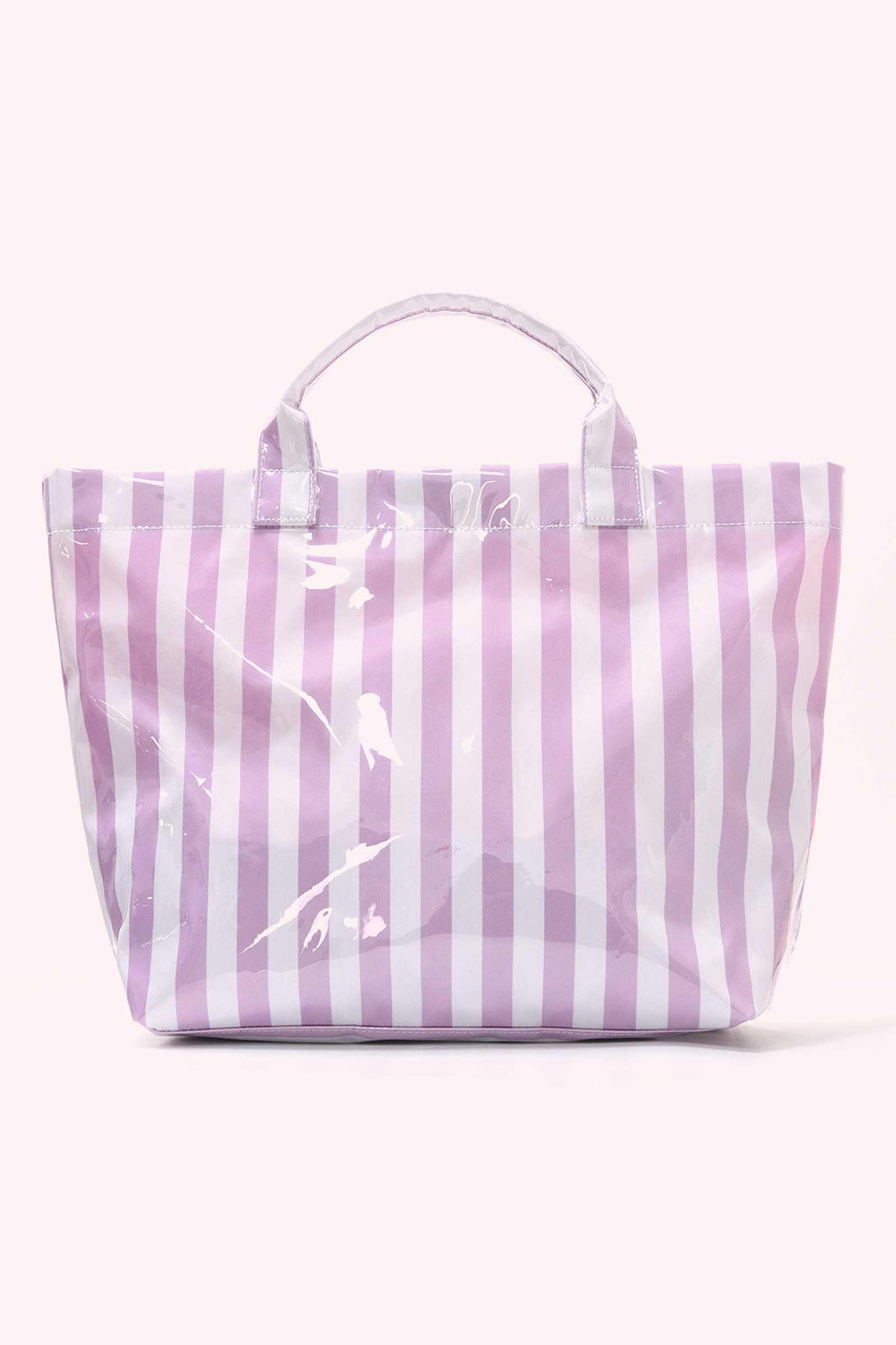 Pink Glossy Striped Vinyl Large Tote Bag