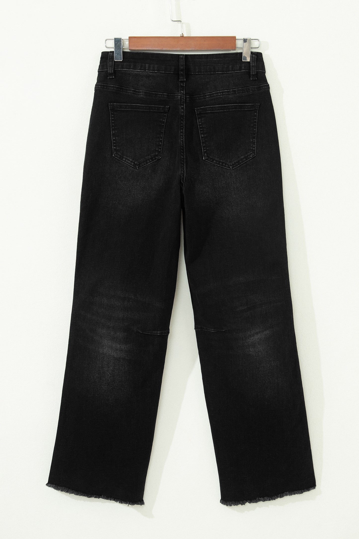 Sail Blue Frayed Cropped Straight Jeans