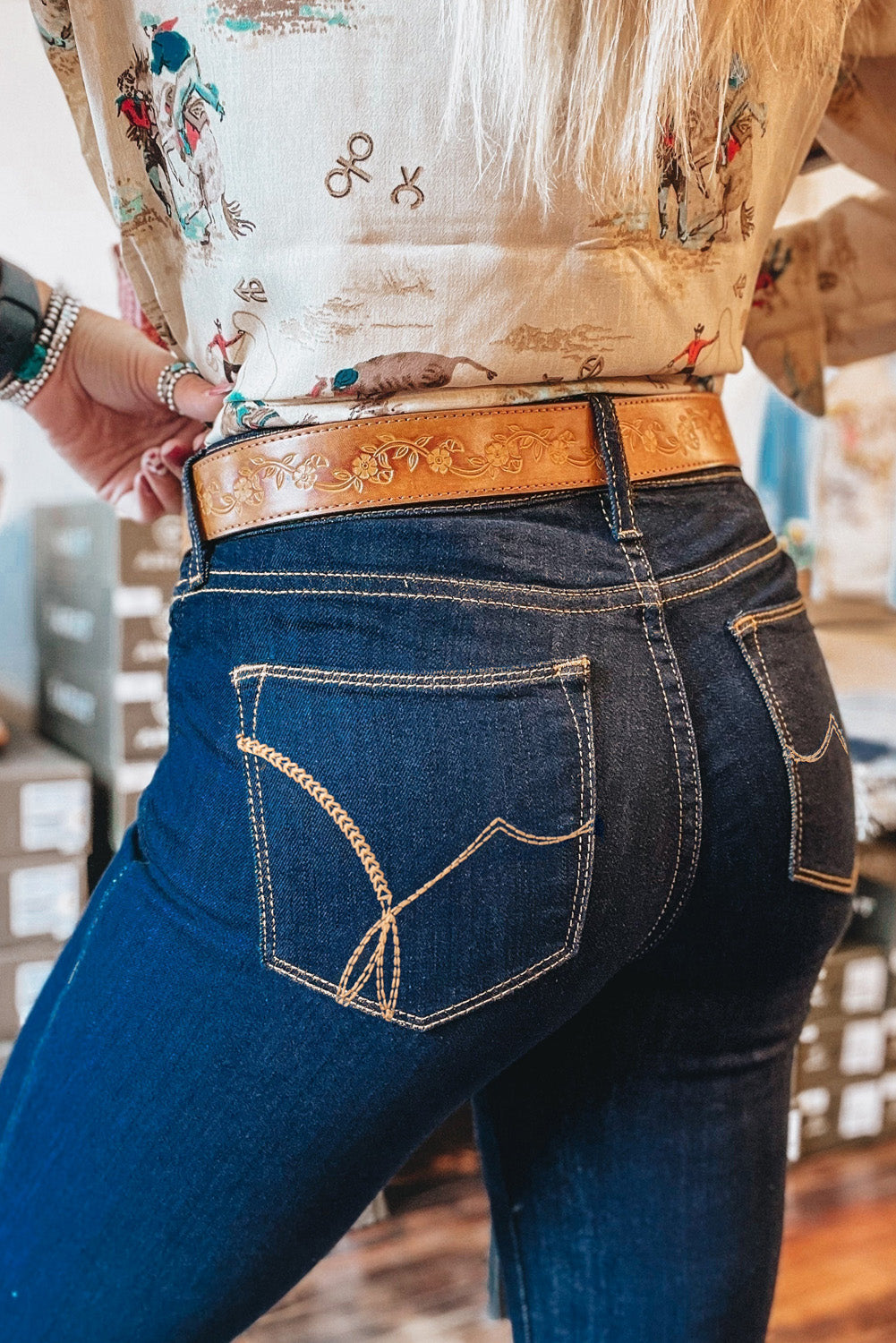 Sail Blue Center Seam Deep Washed Straight Jeans